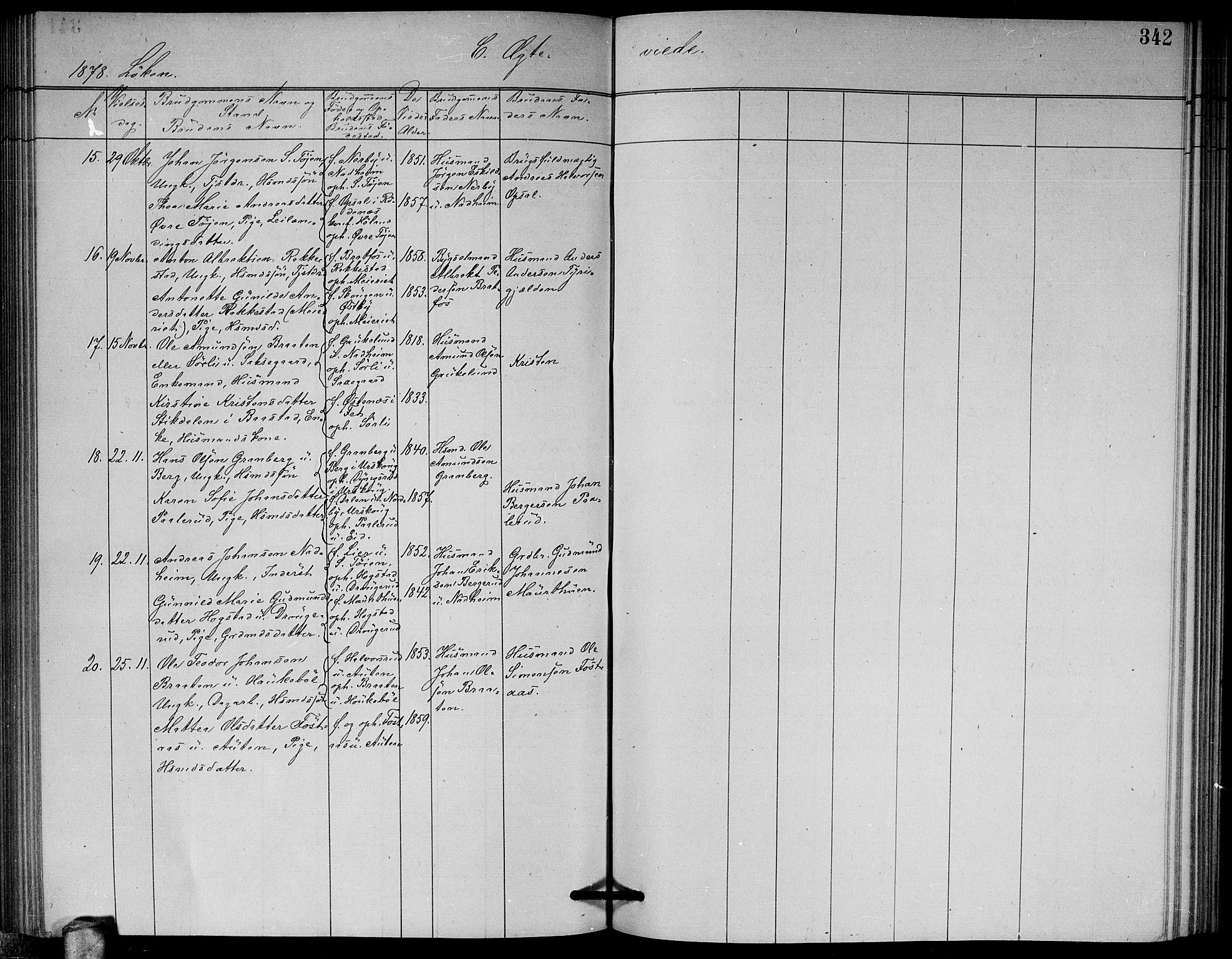 Høland prestekontor Kirkebøker, AV/SAO-A-10346a/G/Ga/L0006: Parish register (copy) no. I 6, 1869-1879, p. 342