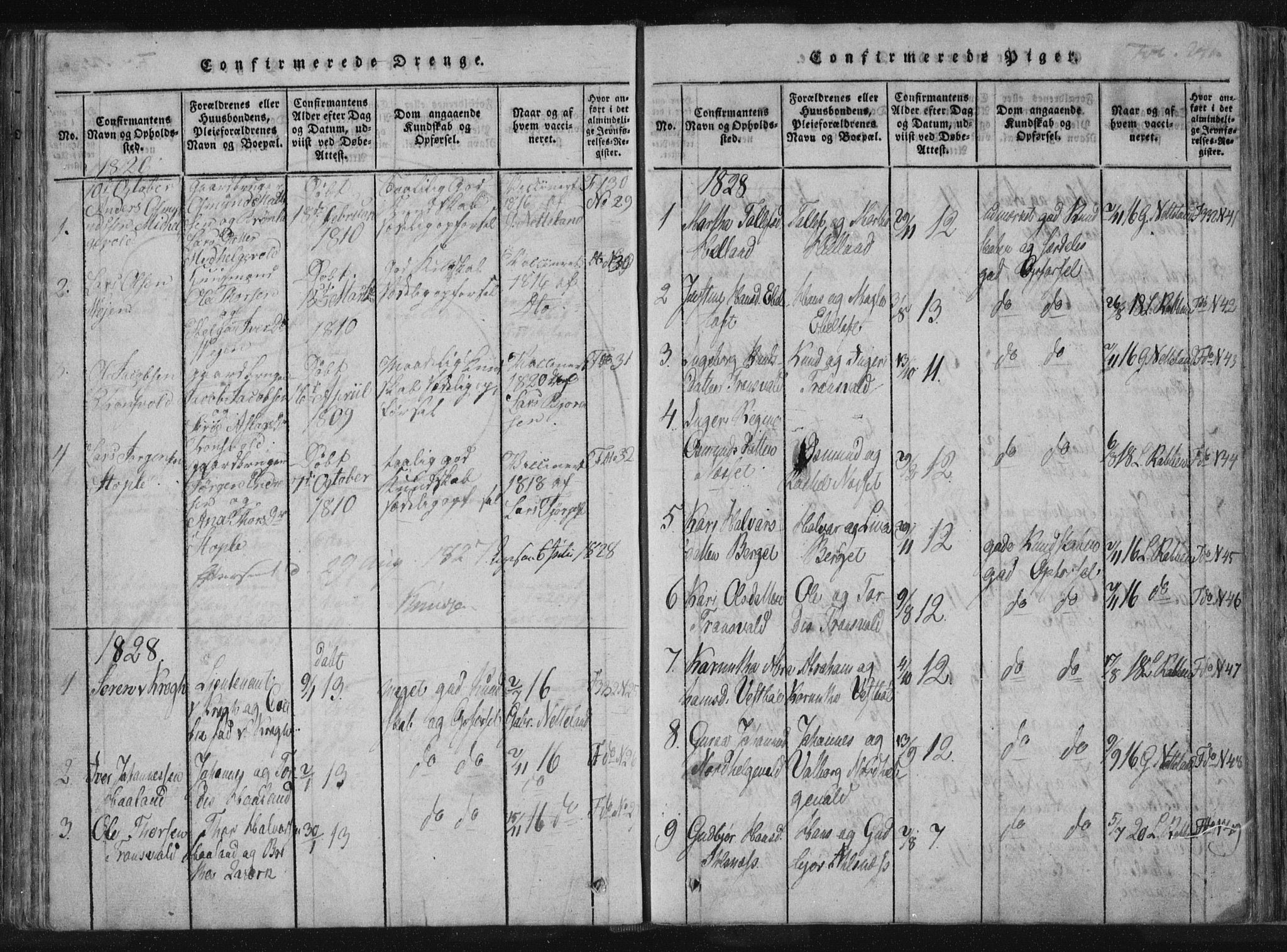 Vikedal sokneprestkontor, AV/SAST-A-101840/01/IV: Parish register (official) no. A 4, 1816-1850, p. 241