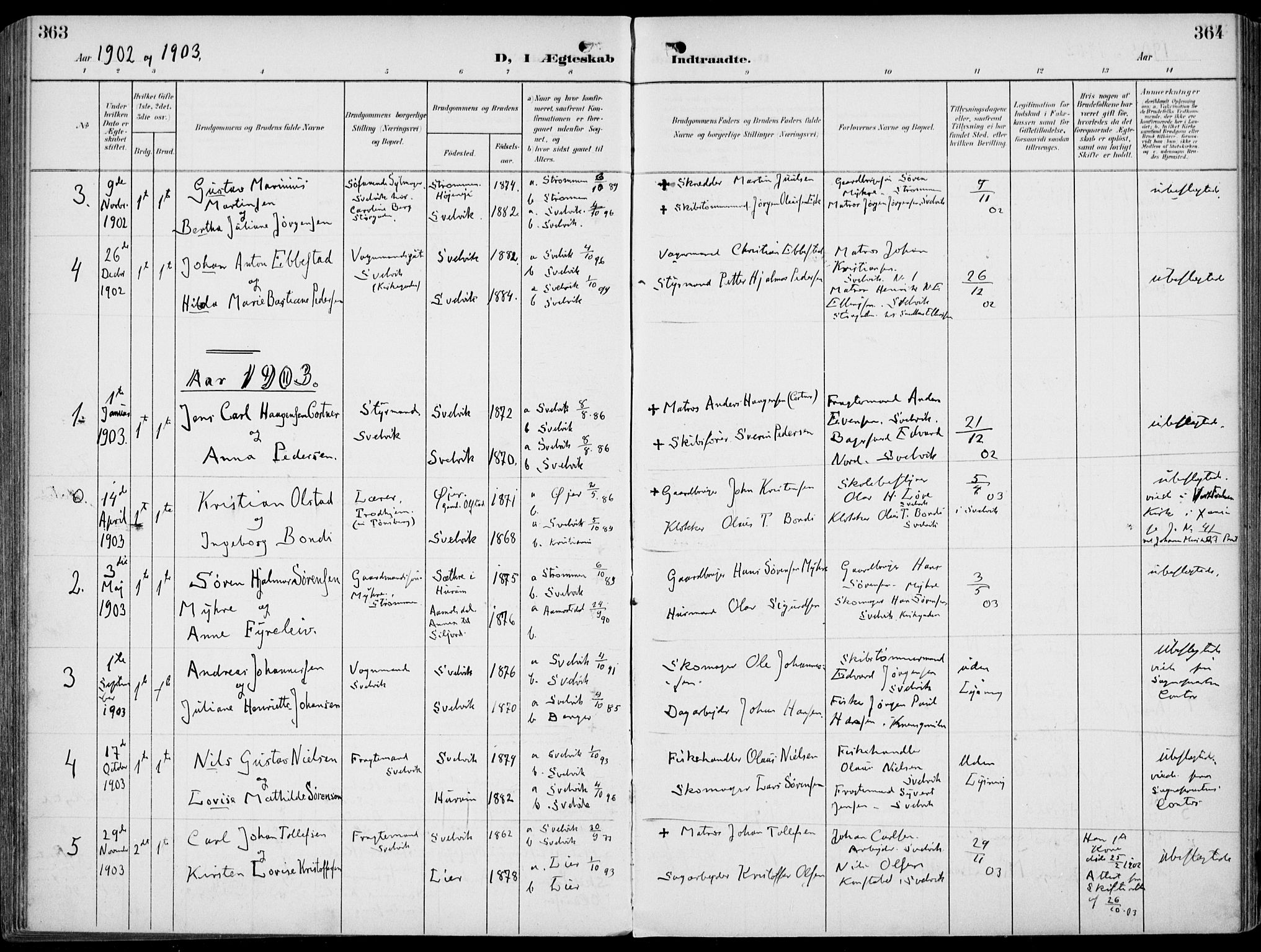 Strømm kirkebøker, AV/SAKO-A-322/F/Fb/L0002: Parish register (official) no. II 2, 1900-1919, p. 363-364