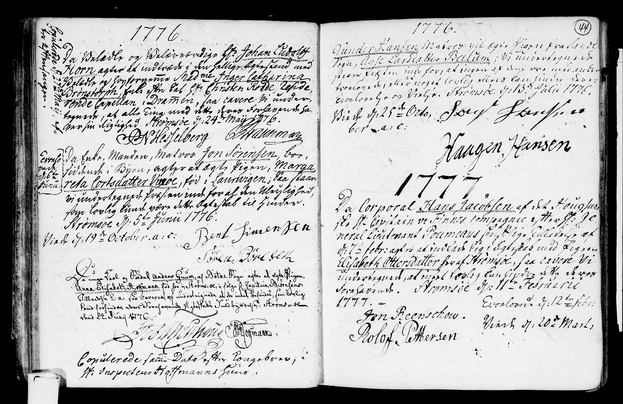 Strømsø kirkebøker, SAKO/A-246/H/Hb/L0001: Best man's statements no. 1, 1752-1815, p. 44