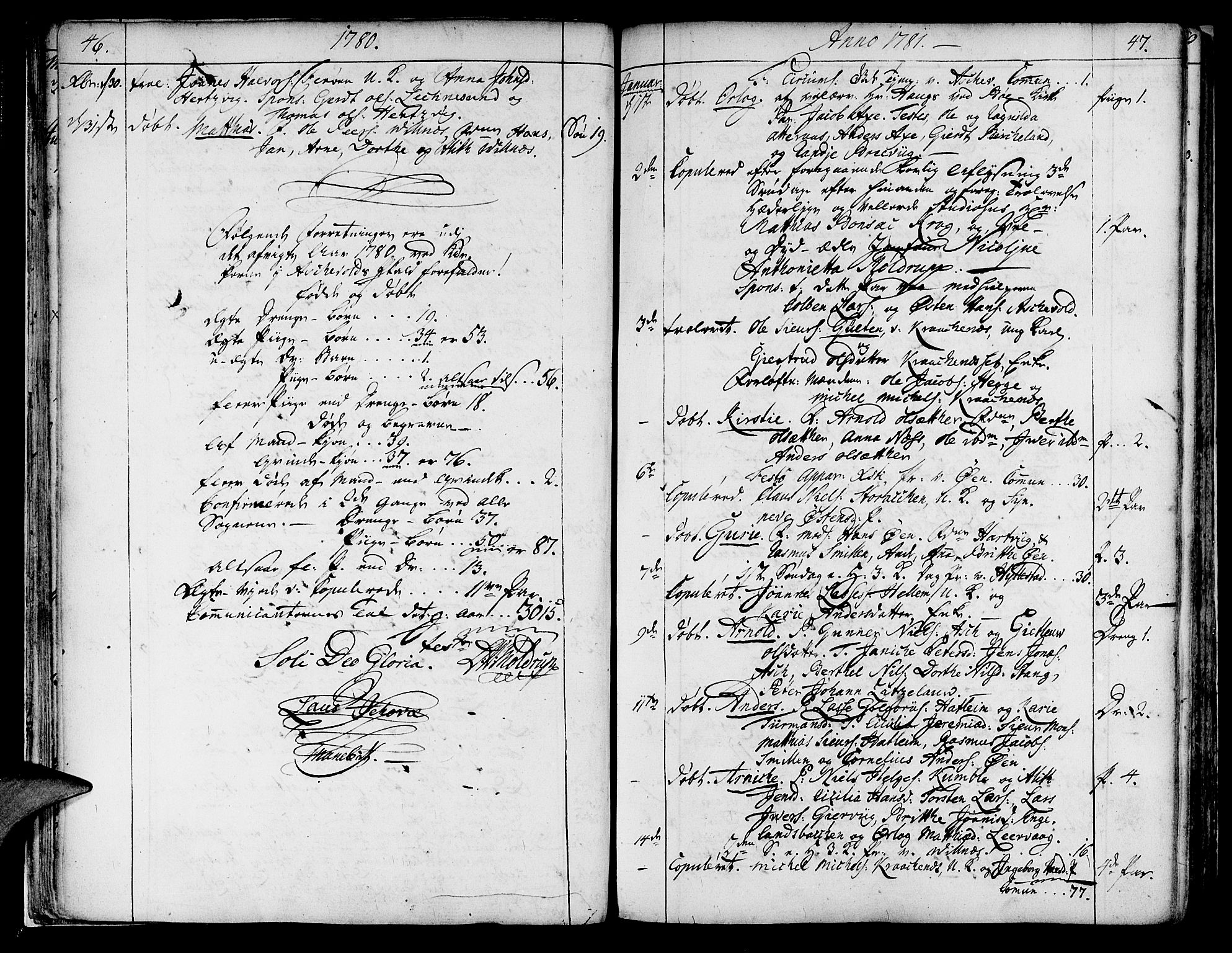 Askvoll sokneprestembete, SAB/A-79501/H/Haa/Haaa/L0009: Parish register (official) no. A 9, 1776-1821, p. 46-47