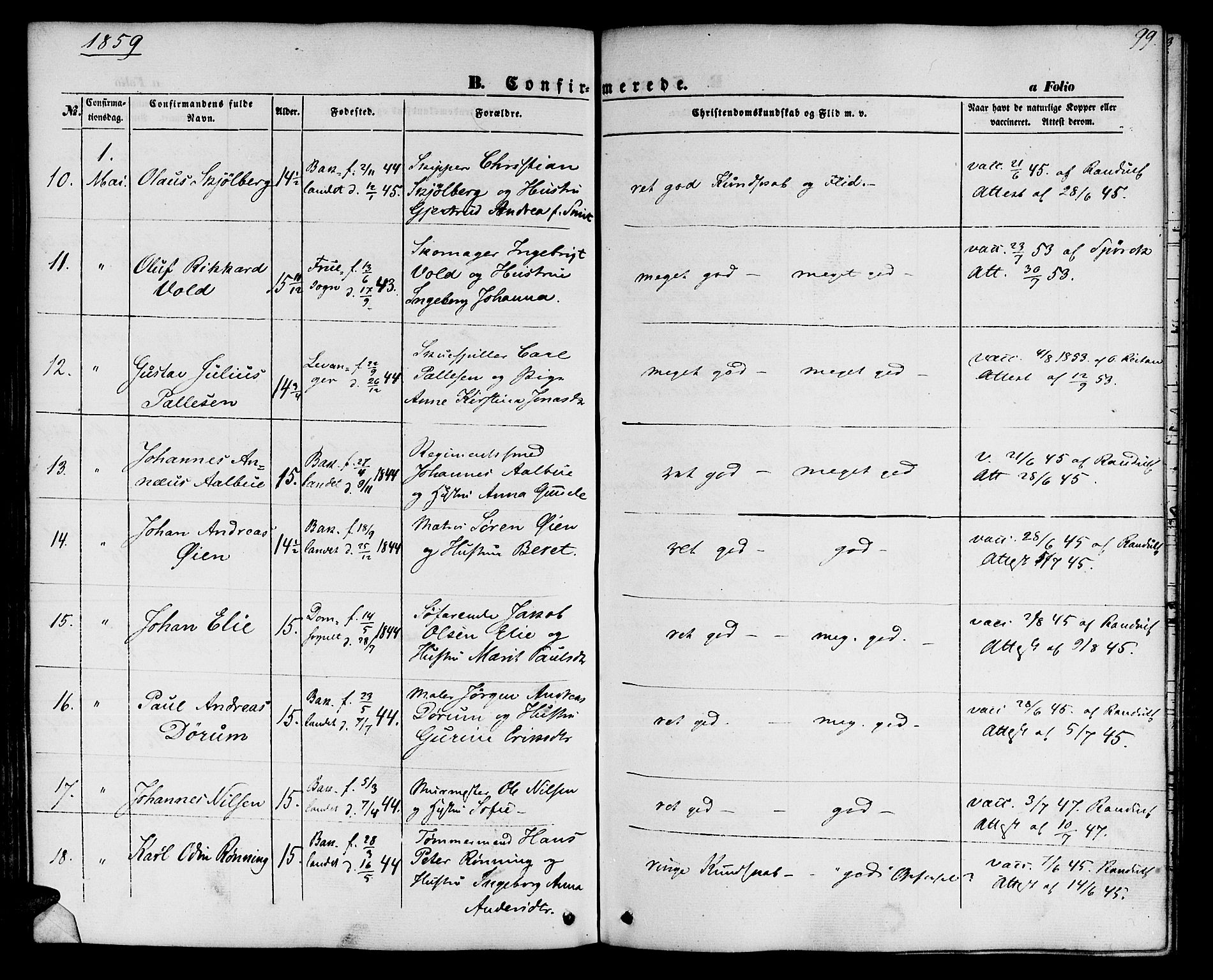 Ministerialprotokoller, klokkerbøker og fødselsregistre - Sør-Trøndelag, AV/SAT-A-1456/604/L0184: Parish register (official) no. 604A05, 1851-1860, p. 99