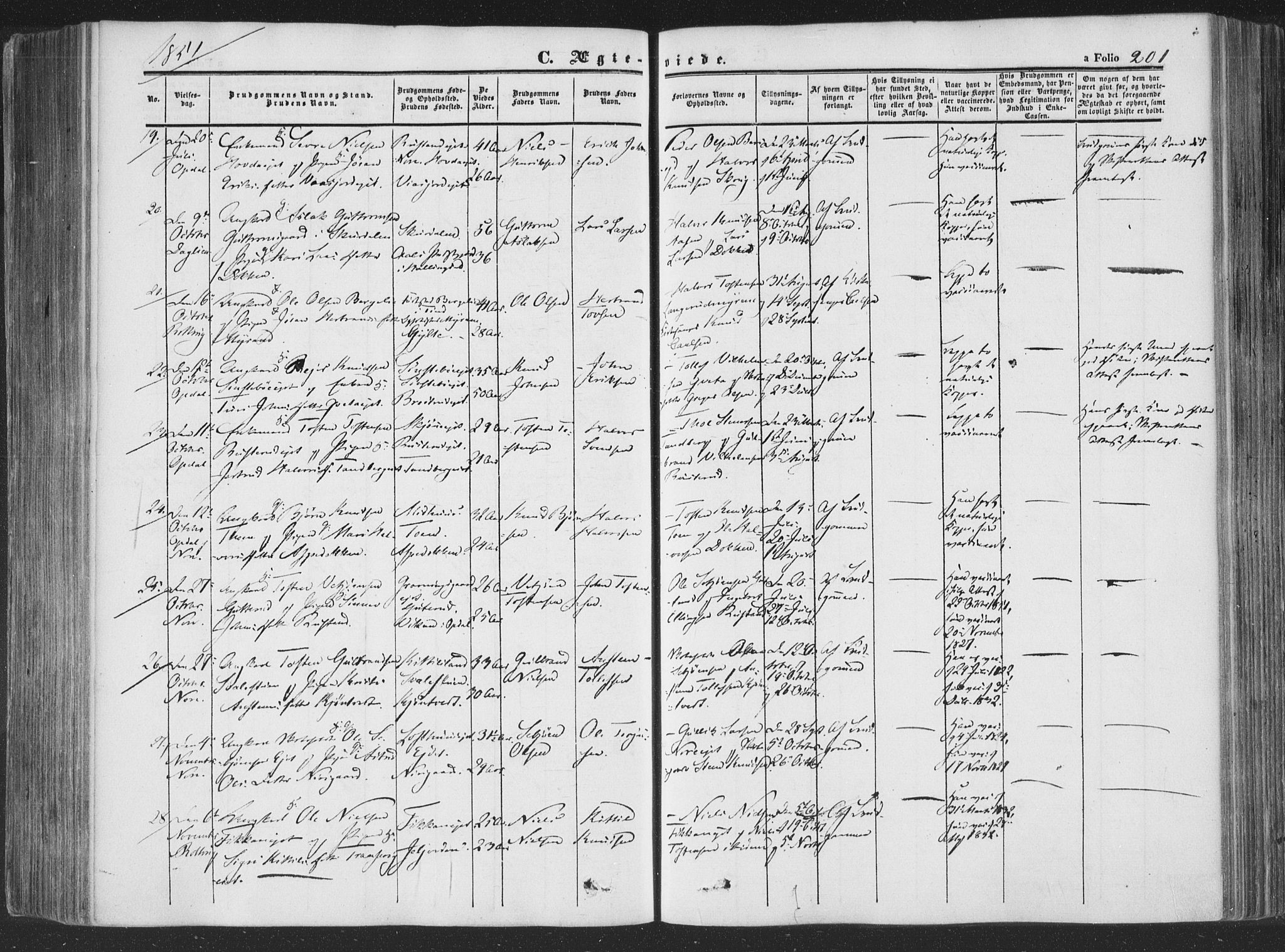 Rollag kirkebøker, SAKO/A-240/F/Fa/L0008: Parish register (official) no. I 8, 1847-1860, p. 201