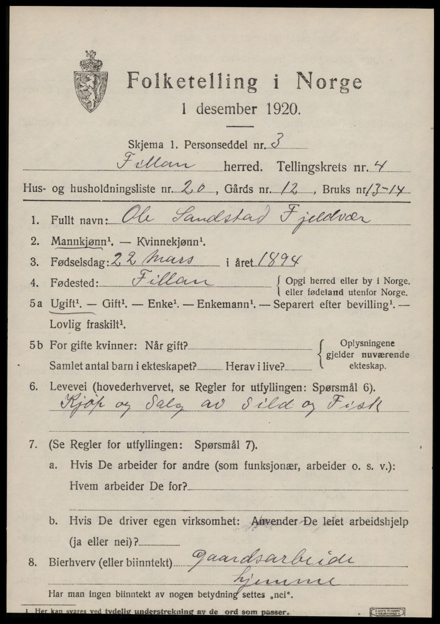 SAT, 1920 census for Fillan, 1920, p. 2022