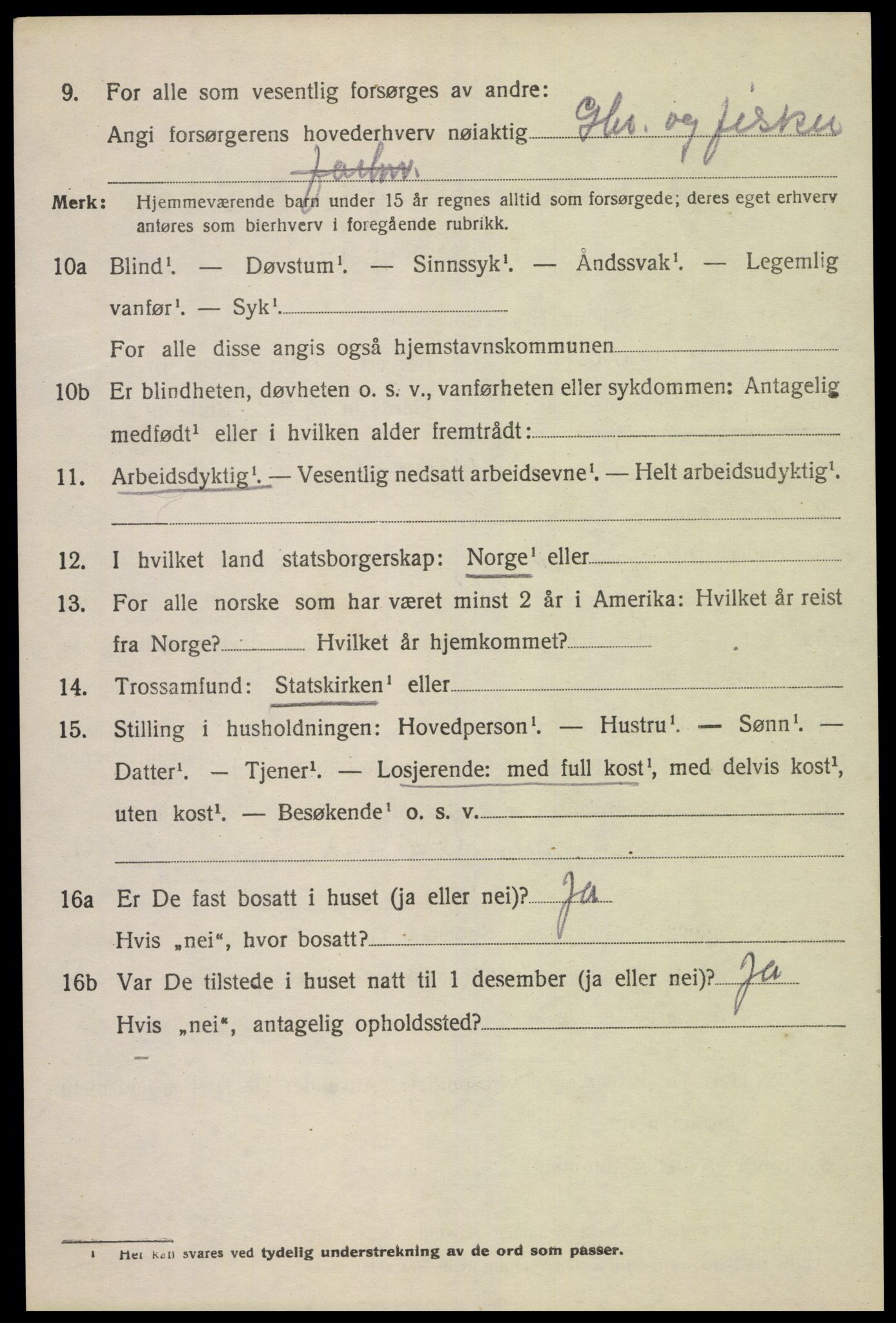 SAK, 1920 census for Spangereid, 1920, p. 2236
