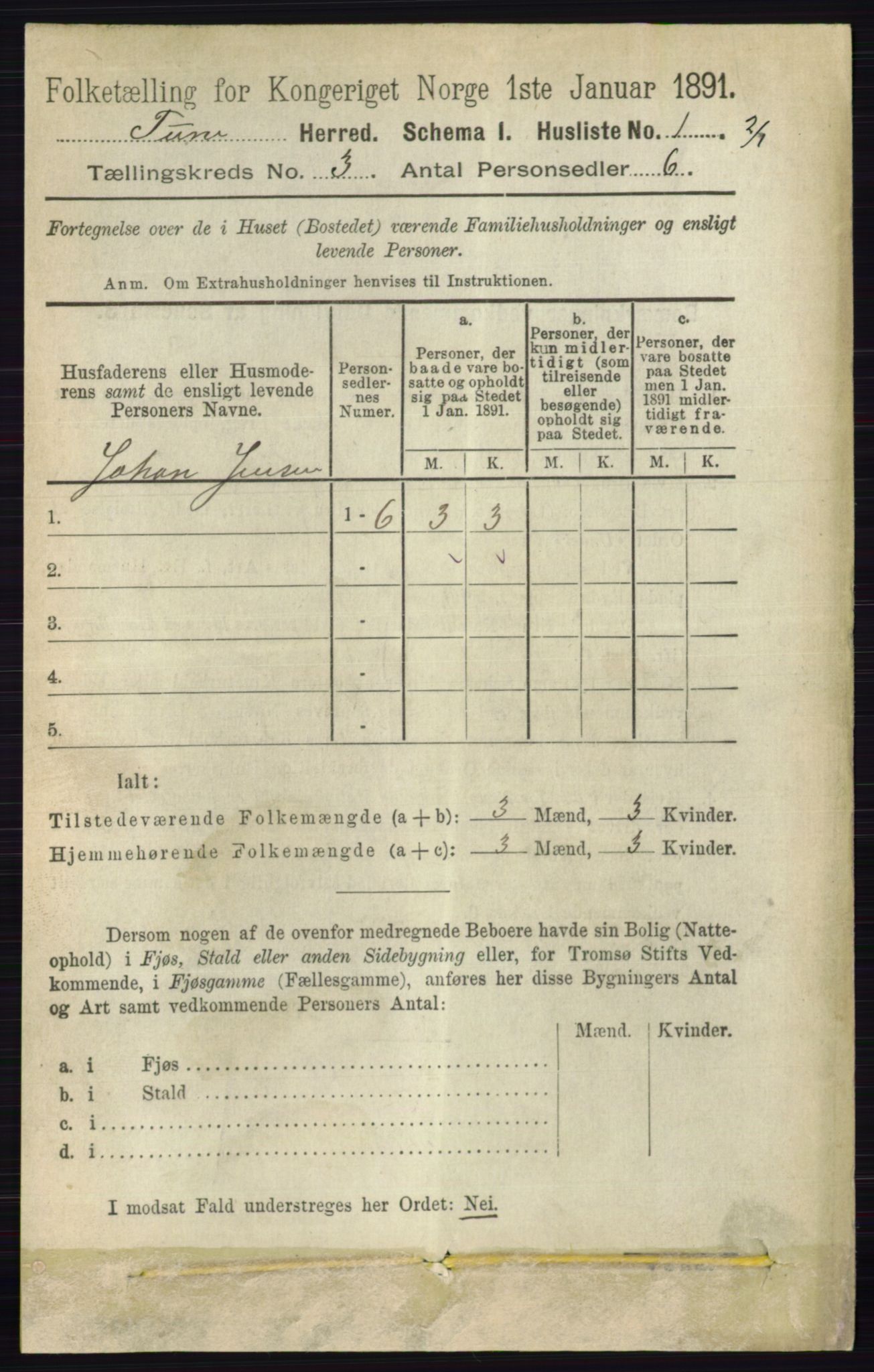 RA, 1891 census for 0130 Tune, 1891, p. 1400