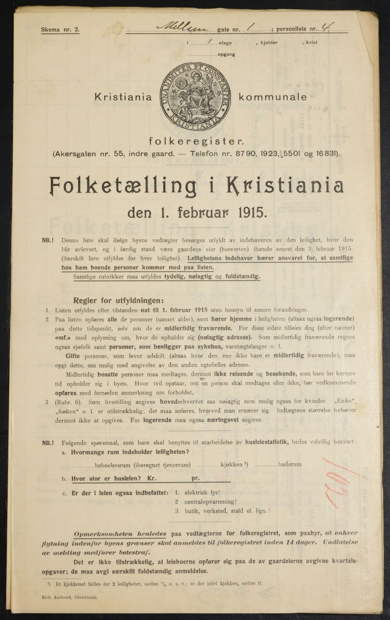 OBA, Municipal Census 1915 for Kristiania, 1915, p. 64448