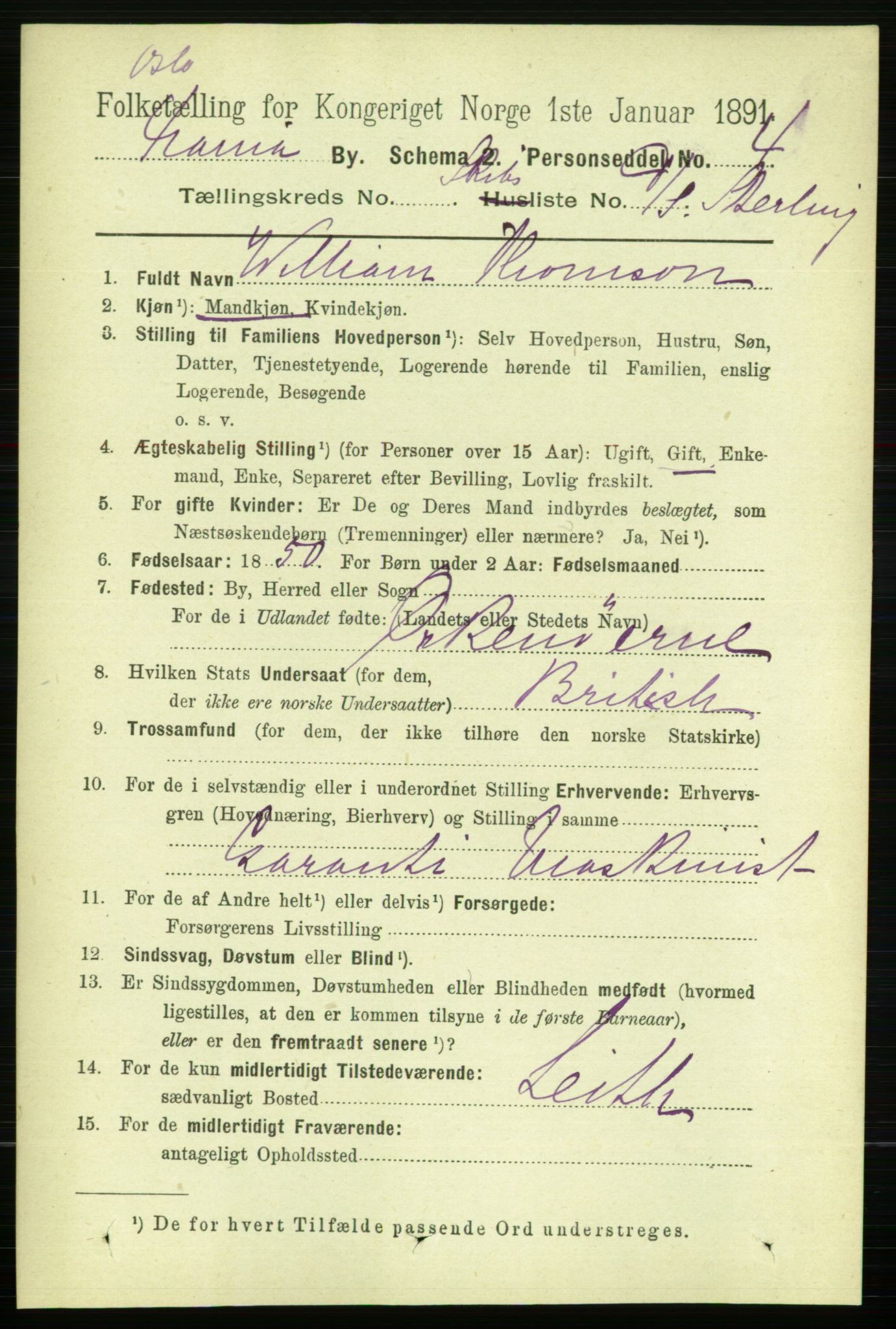 RA, 1891 census for 0301 Kristiania, 1891, p. 122798
