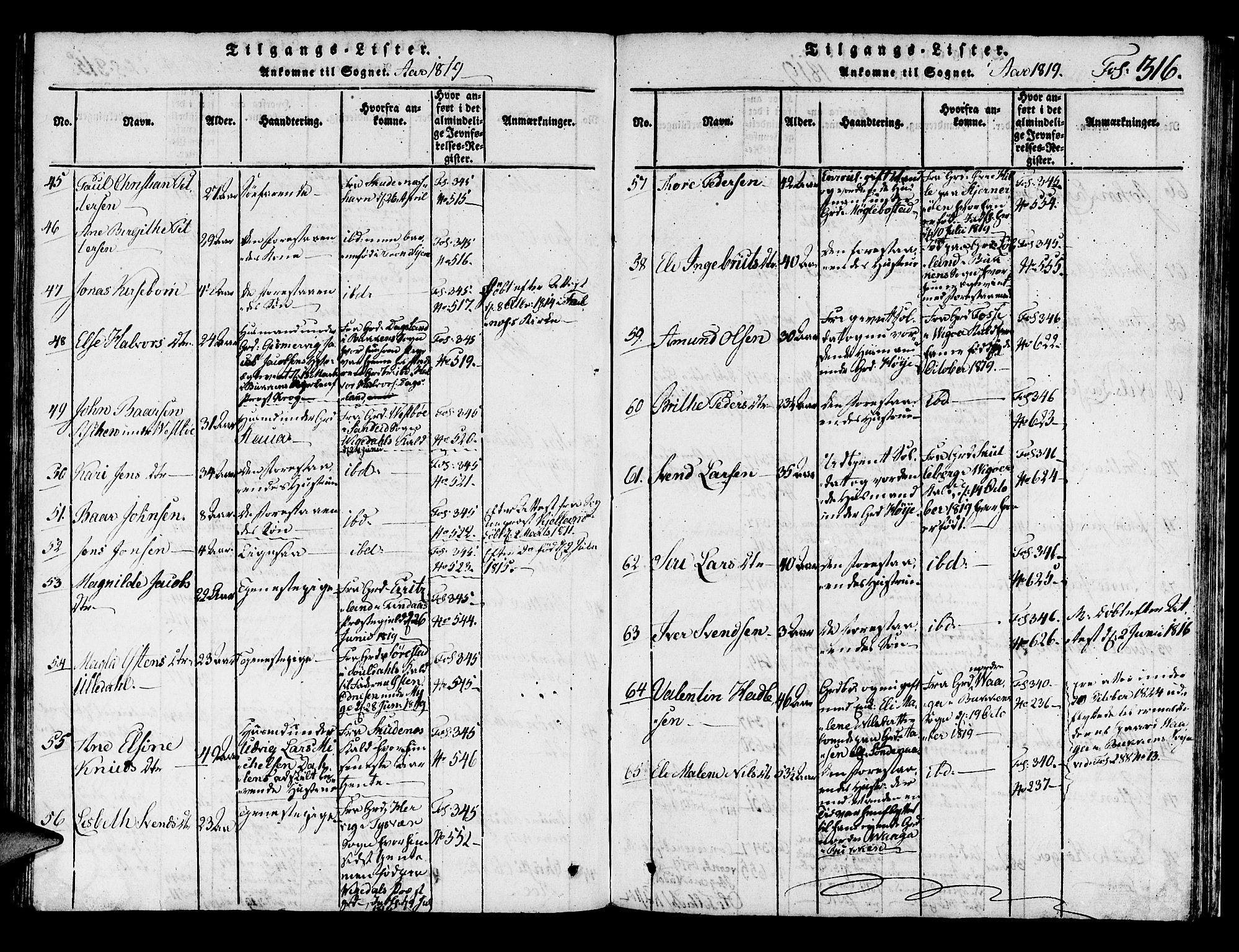 Avaldsnes sokneprestkontor, SAST/A -101851/H/Ha/Haa/L0004: Parish register (official) no. A 4, 1816-1825, p. 316