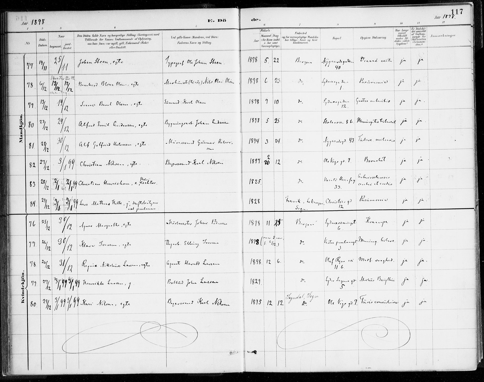 Johanneskirken sokneprestembete, AV/SAB-A-76001/H/Haa/L0019: Parish register (official) no. E 1, 1885-1915, p. 117