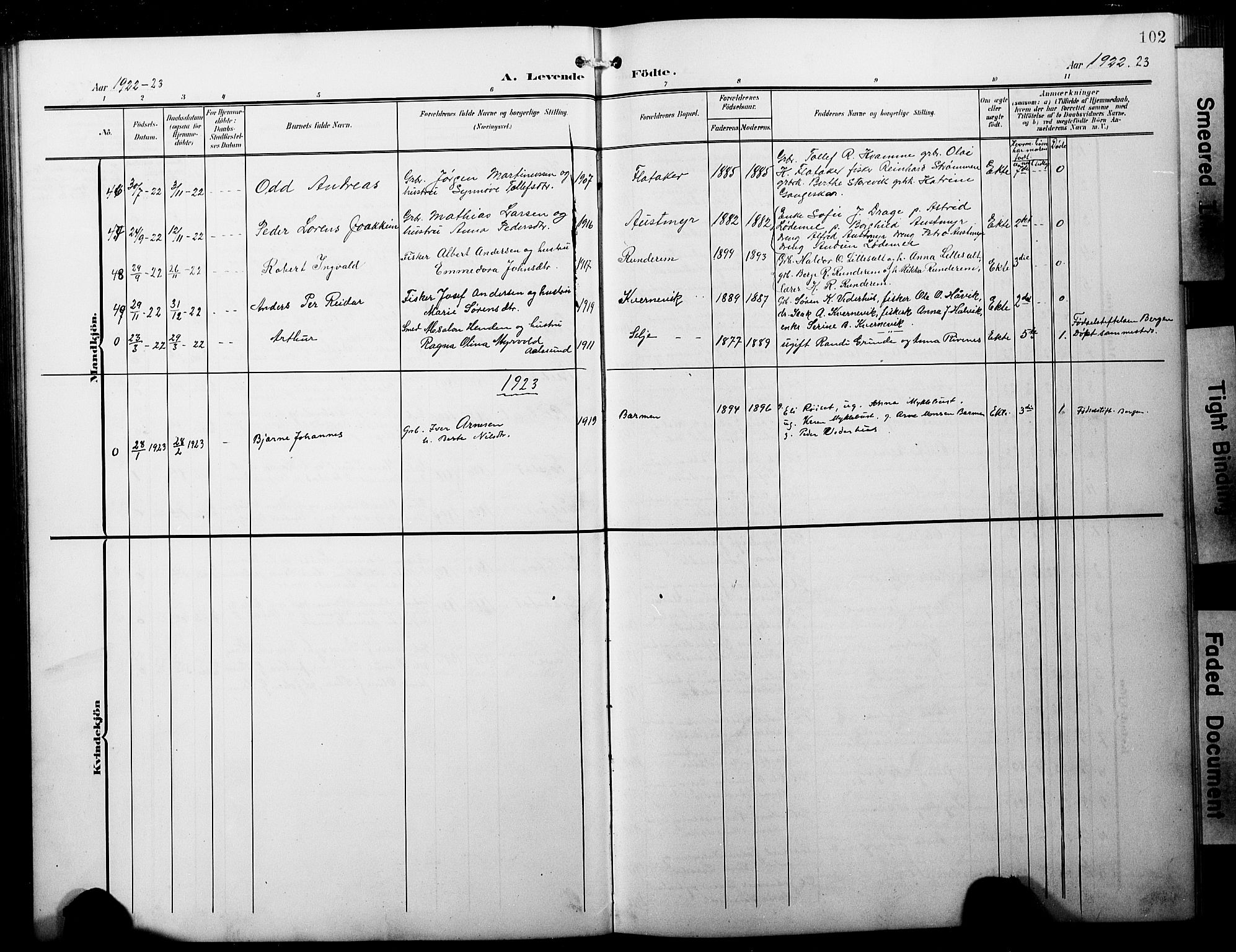 Selje sokneprestembete, AV/SAB-A-99938/H/Ha/Hab/Habb: Parish register (copy) no. B 1, 1905-1923, p. 102