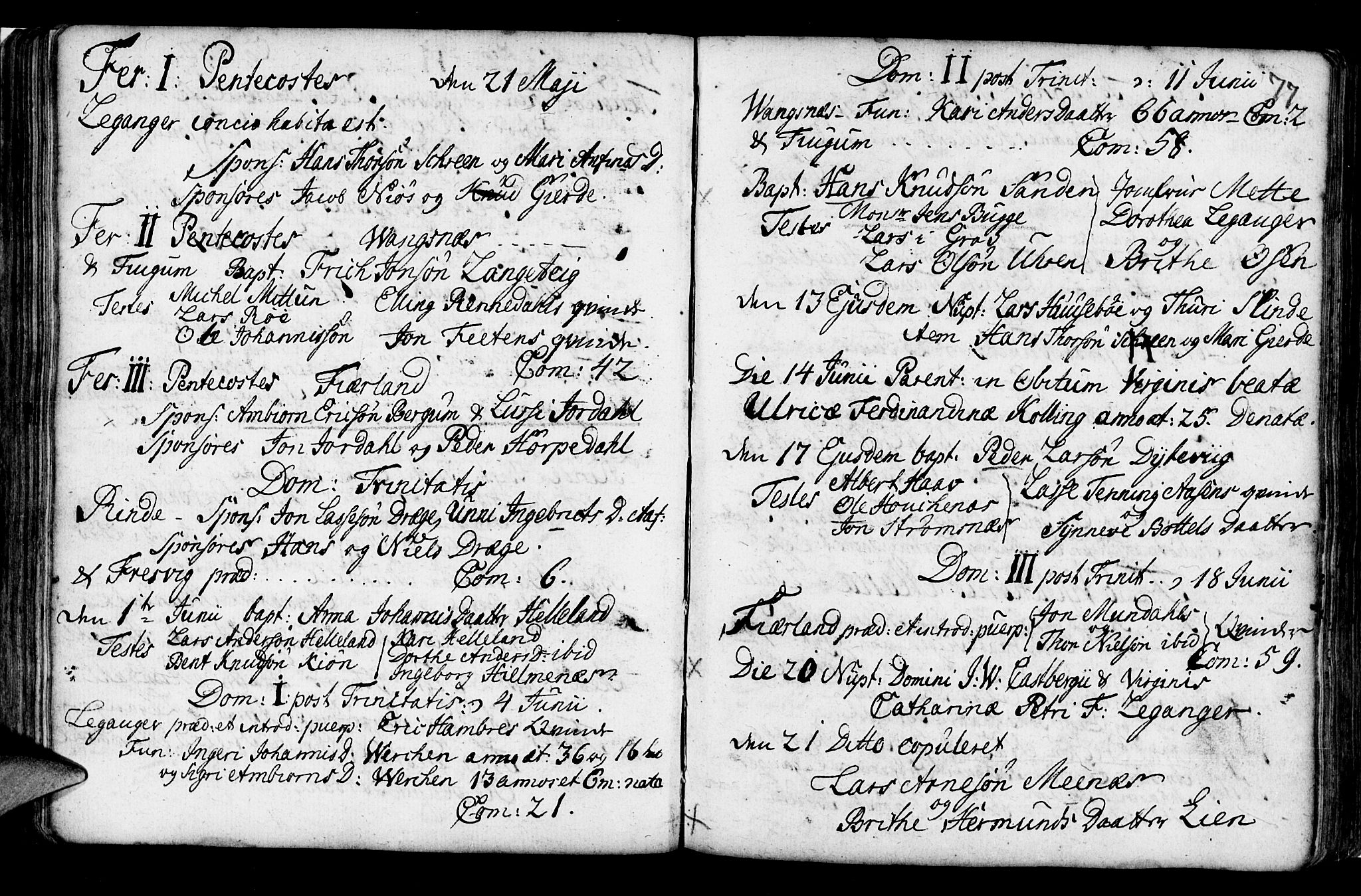 Leikanger sokneprestembete, AV/SAB-A-81001/H/Haa/Haaa/L0002: Parish register (official) no. A 2, 1735-1756, p. 77