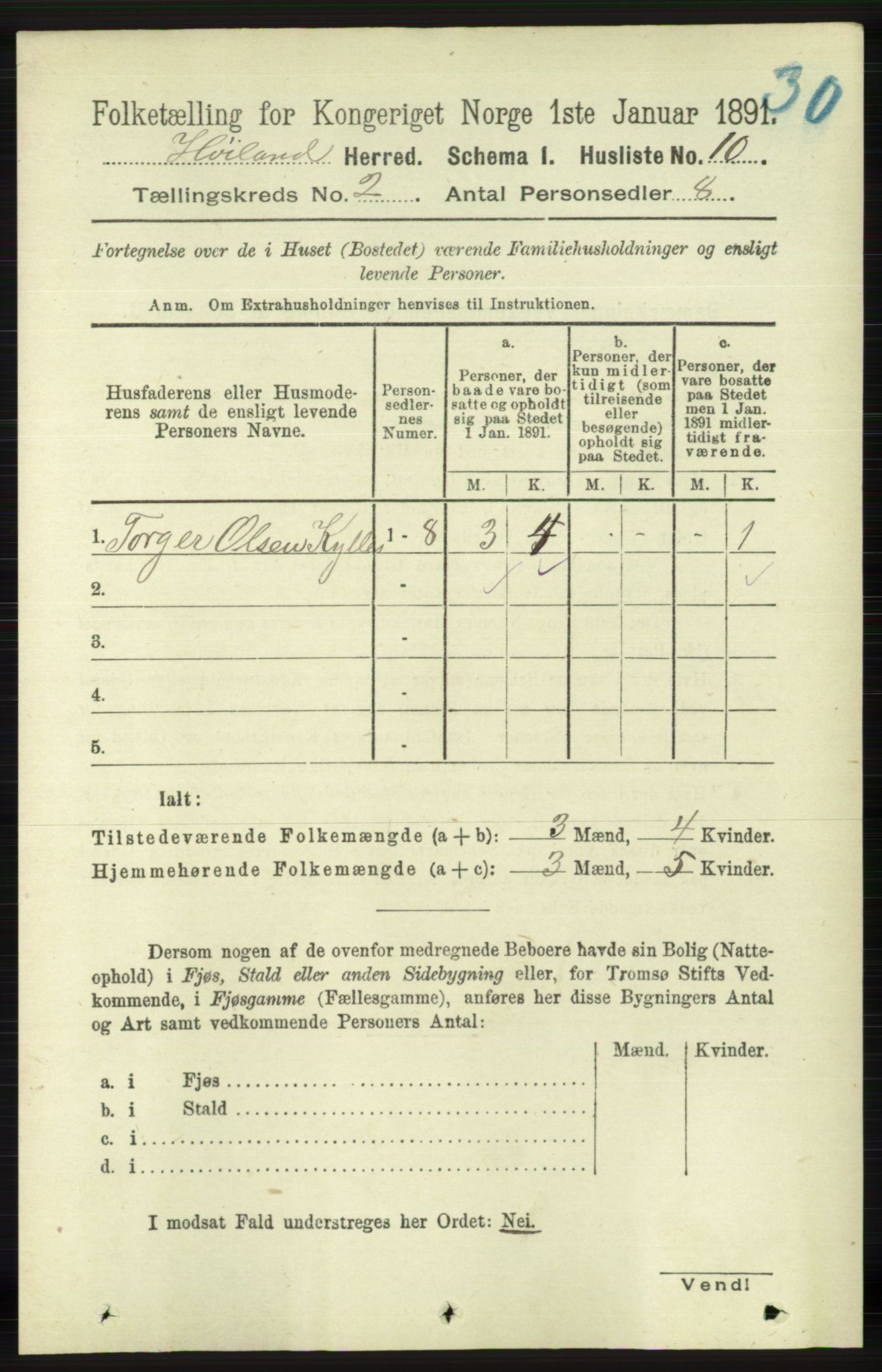 RA, 1891 census for 1123 Høyland, 1891, p. 286