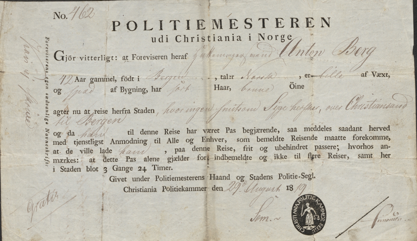Bergen politikammer / politidistrikt, AV/SAB-A-60401/L.b, 1816-1822, p. 27