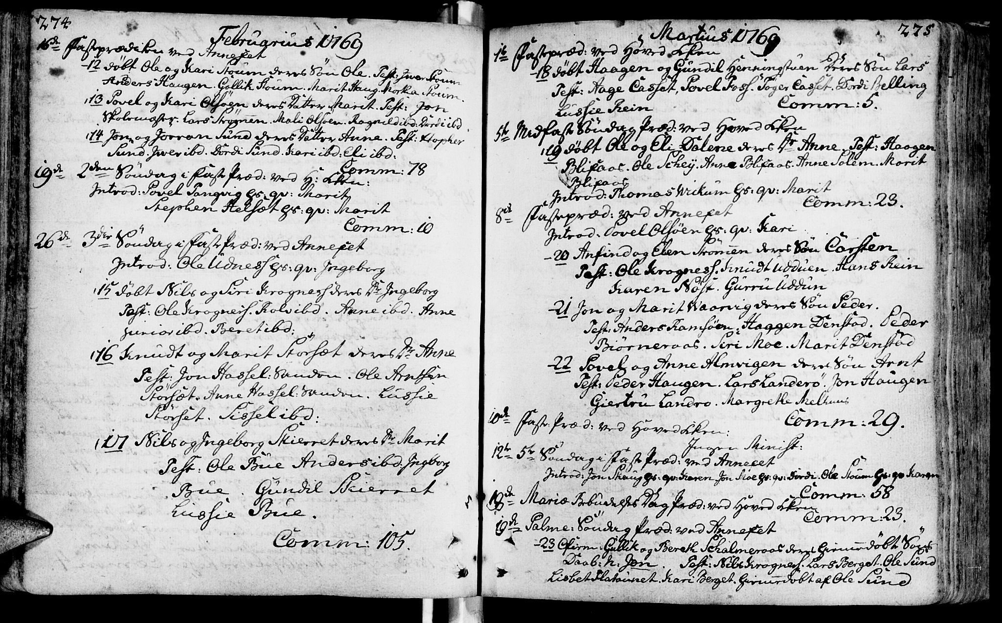 Ministerialprotokoller, klokkerbøker og fødselsregistre - Sør-Trøndelag, SAT/A-1456/646/L0605: Parish register (official) no. 646A03, 1751-1790, p. 274-275