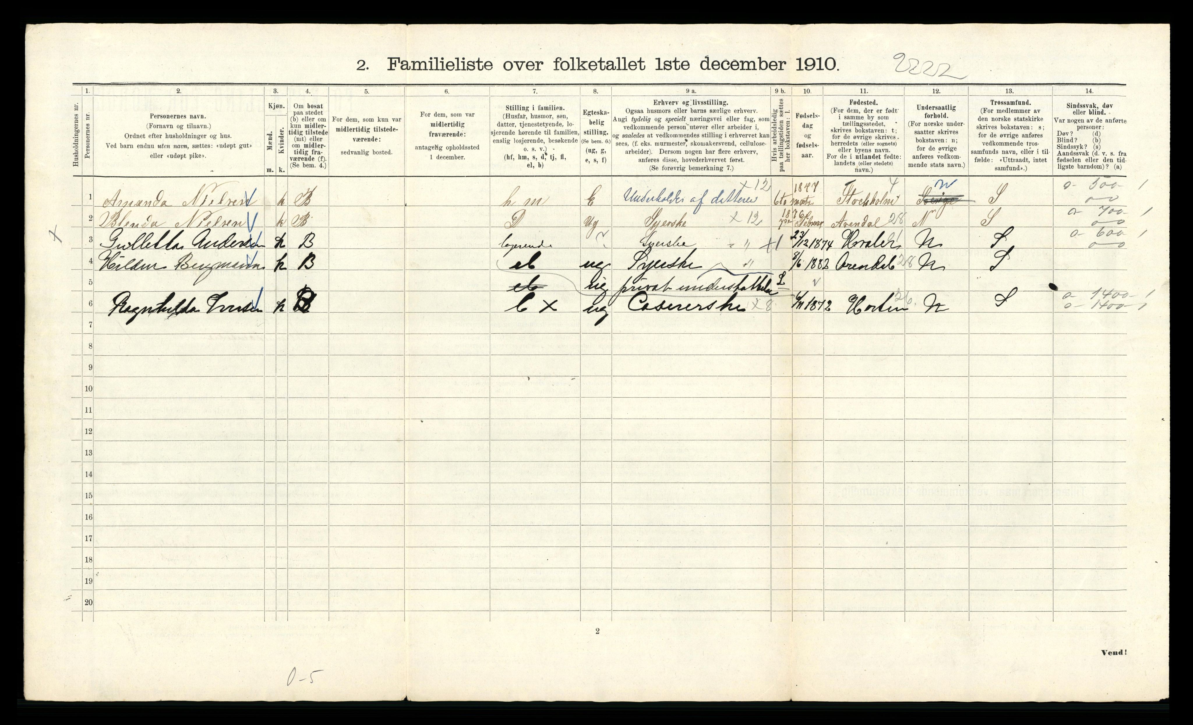 RA, 1910 census for Kristiania, 1910, p. 65002