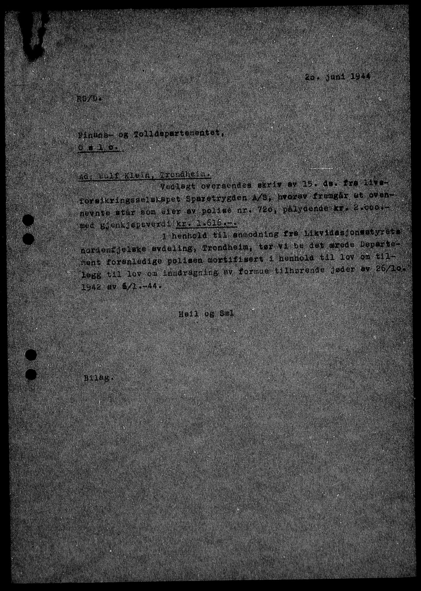 Justisdepartementet, Tilbakeføringskontoret for inndratte formuer, AV/RA-S-1564/H/Hc/Hca/L0902: --, 1945-1947, p. 320