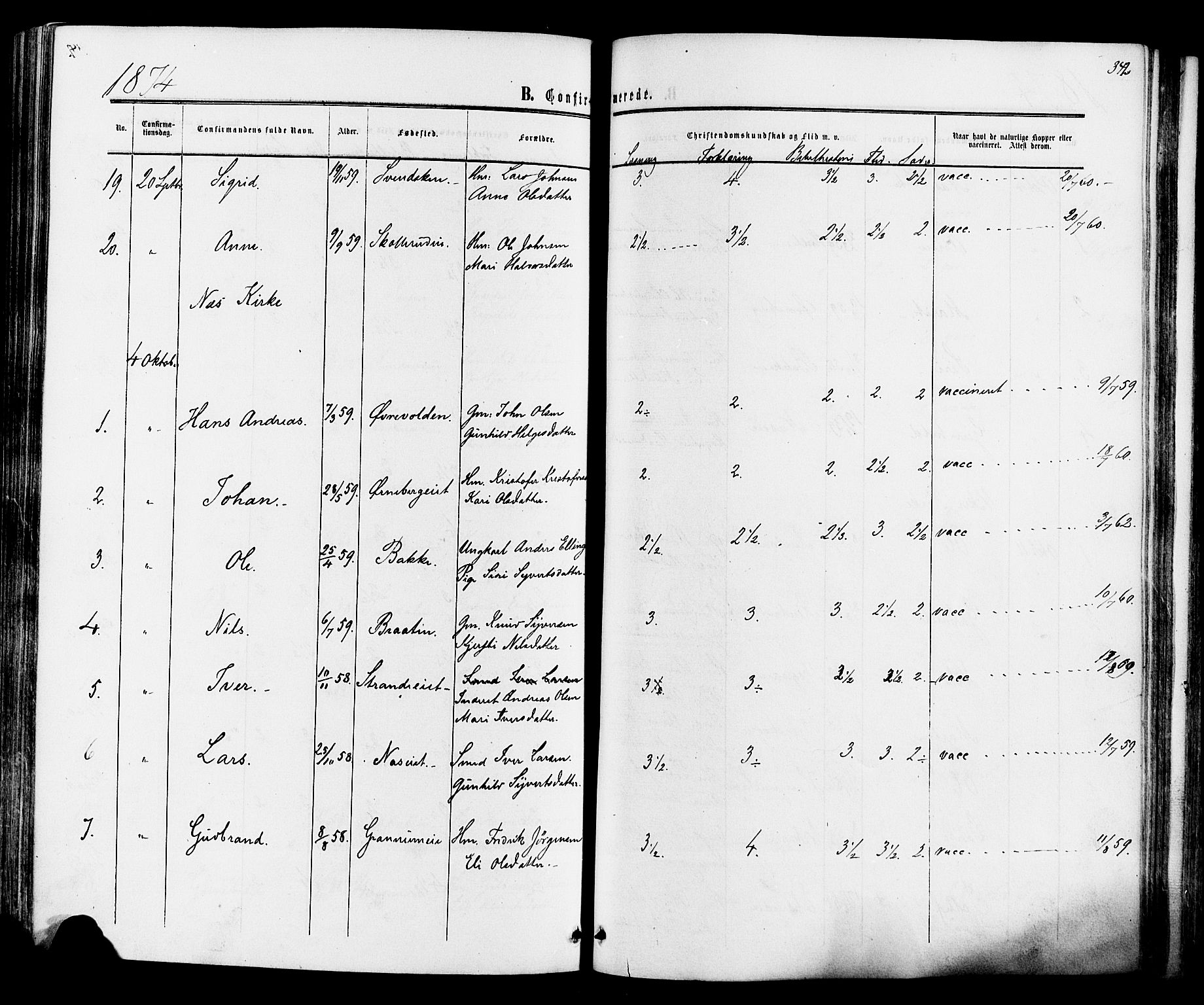 Ådal kirkebøker, AV/SAKO-A-248/F/Fa/L0001: Parish register (official) no. I 1, 1857-1883, p. 342