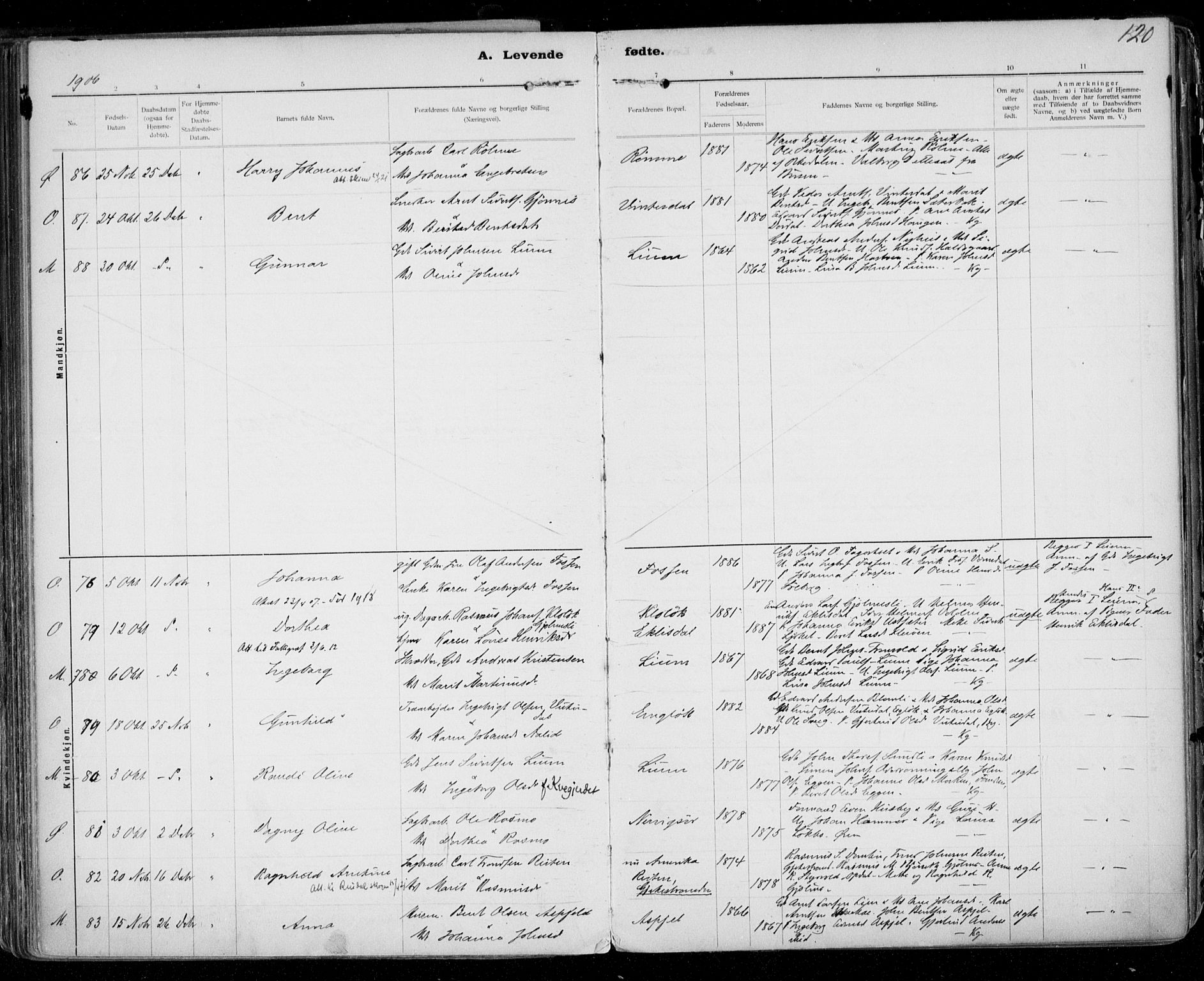 Ministerialprotokoller, klokkerbøker og fødselsregistre - Sør-Trøndelag, SAT/A-1456/668/L0811: Parish register (official) no. 668A11, 1894-1913, p. 120