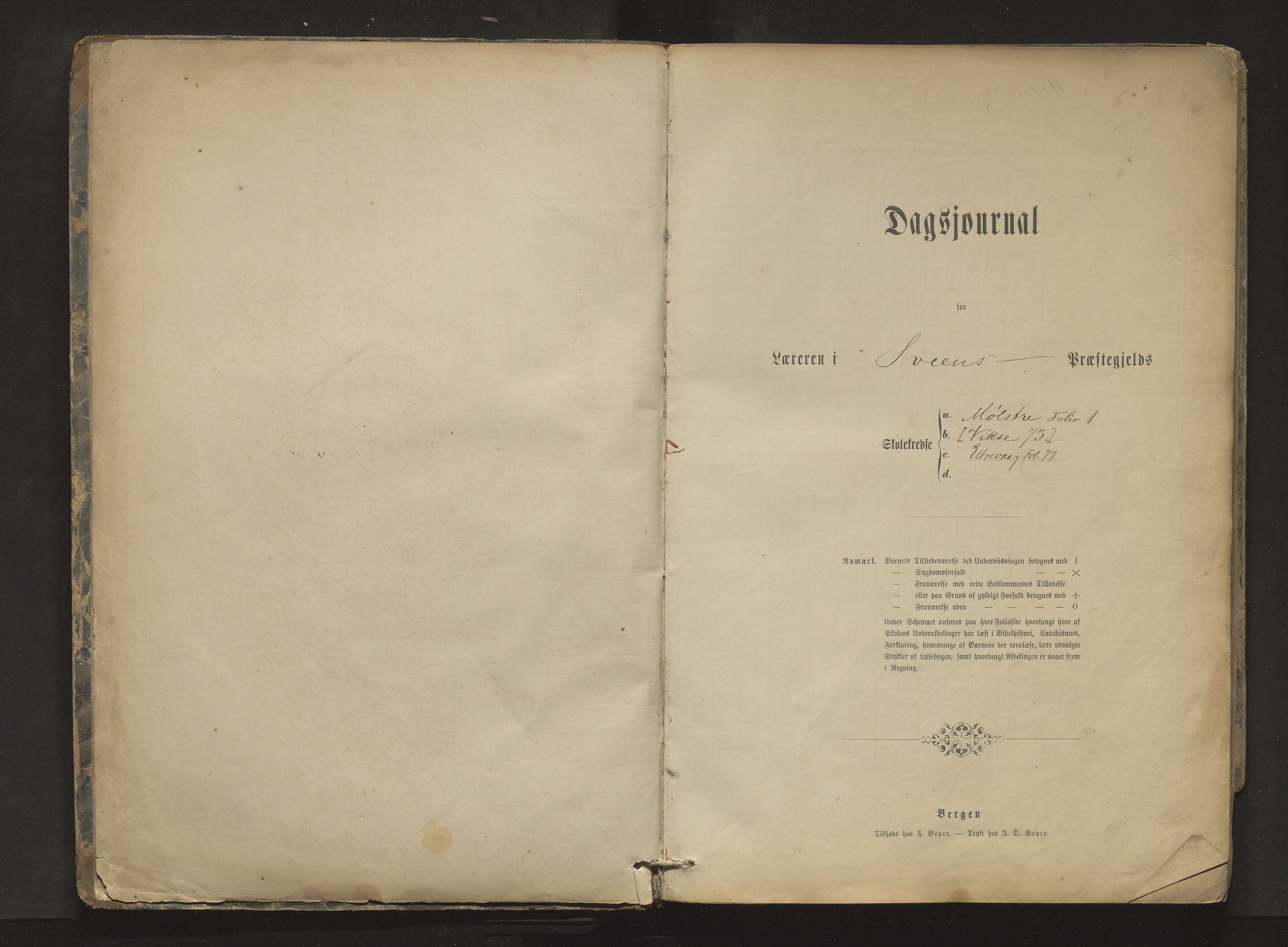 Sveio kommune. Barneskulane, IKAH/1216-231/F/Fa/L0012: Skuleprotokoll for Mølstre, Vikse og Eltrevåg krinsskular, 1874-1881