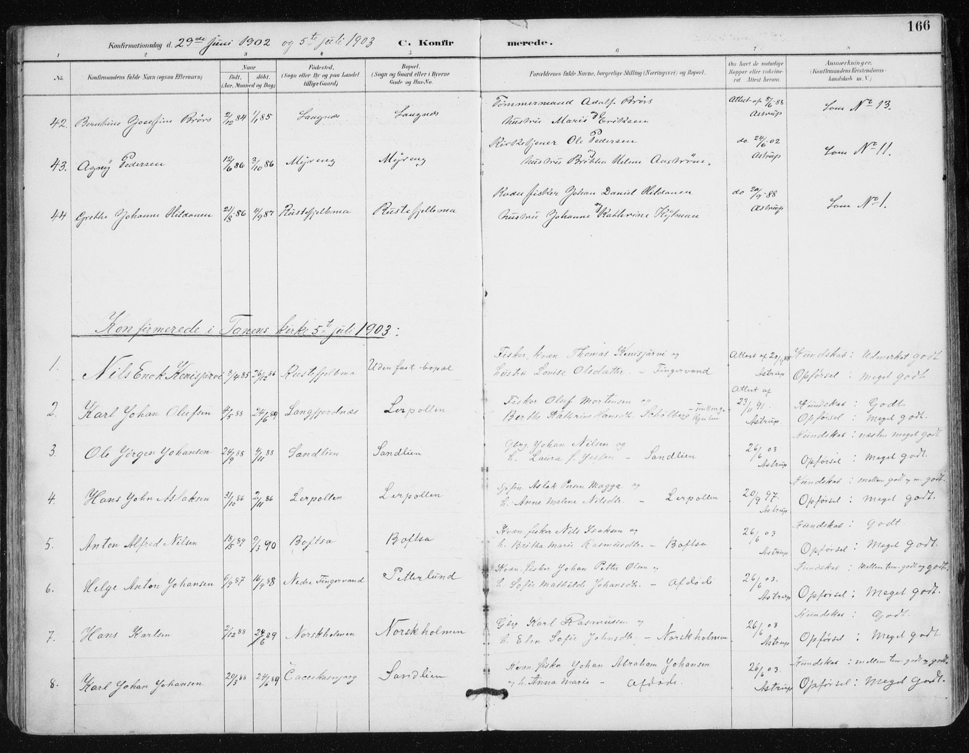 Tana sokneprestkontor, SATØ/S-1334/H/Ha/L0005kirke: Parish register (official) no. 5, 1891-1903, p. 166