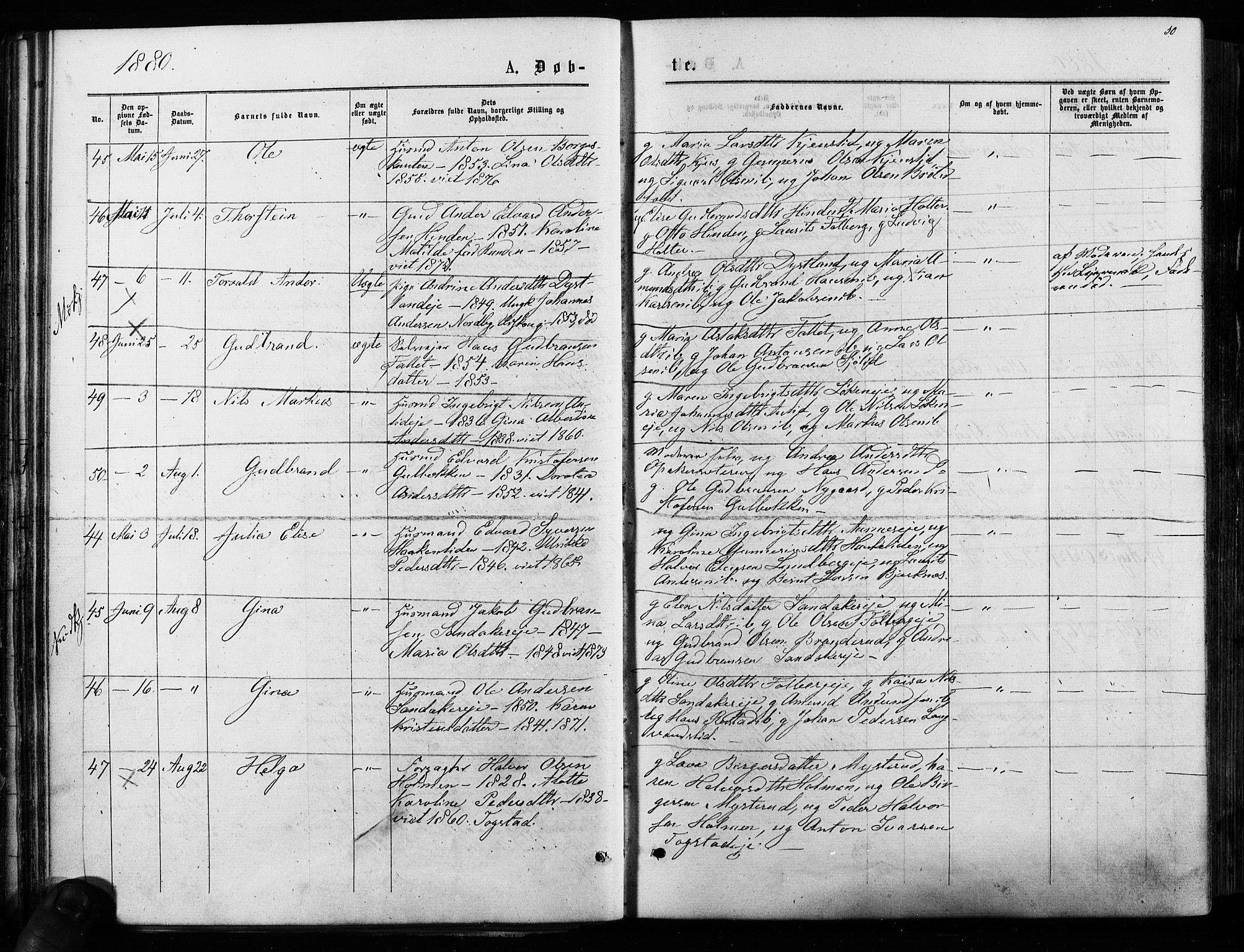 Nes prestekontor Kirkebøker, SAO/A-10410/F/Fa/L0009: Parish register (official) no. I 9, 1875-1882, p. 50
