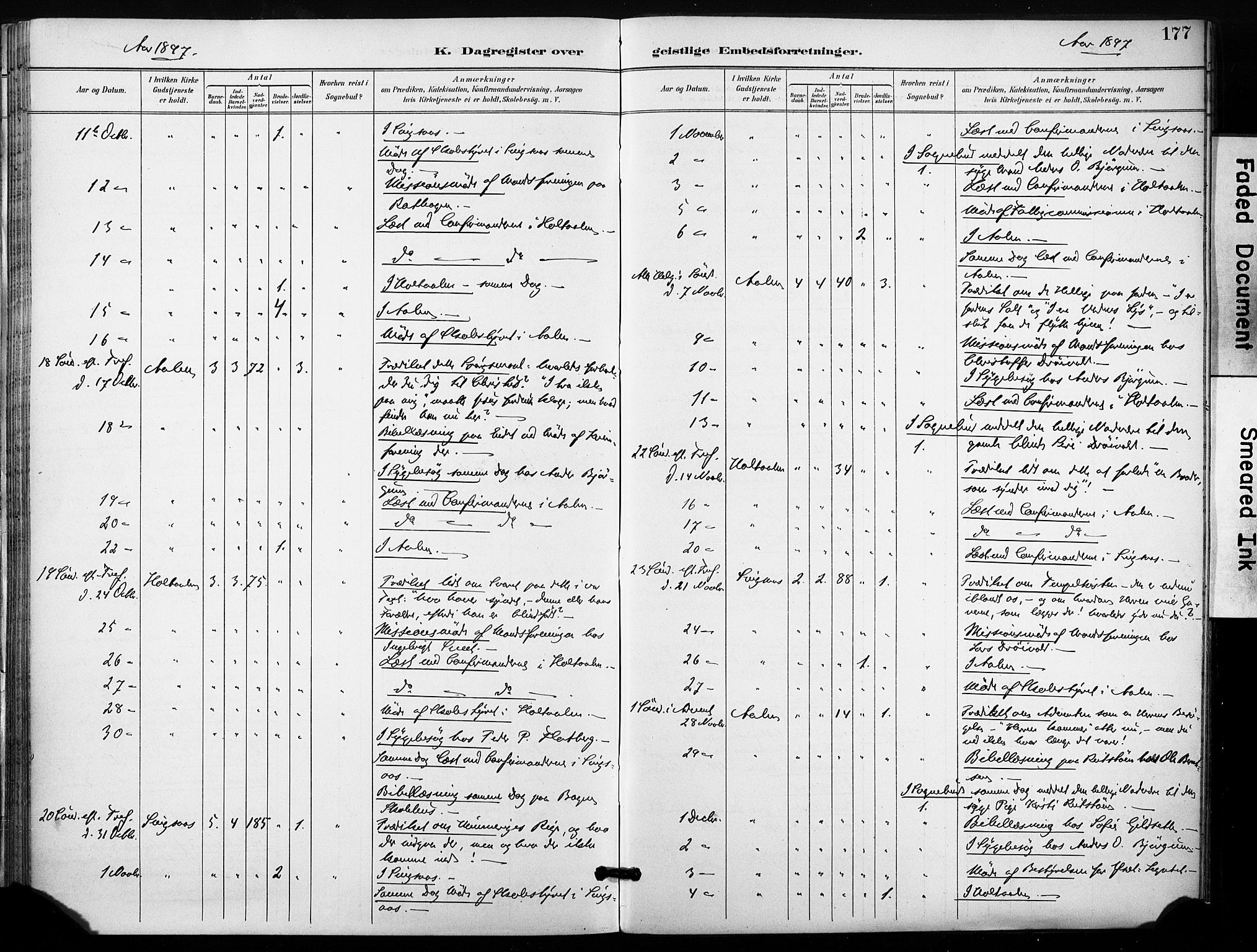 Ministerialprotokoller, klokkerbøker og fødselsregistre - Sør-Trøndelag, SAT/A-1456/685/L0973: Parish register (official) no. 685A10, 1891-1907, p. 177