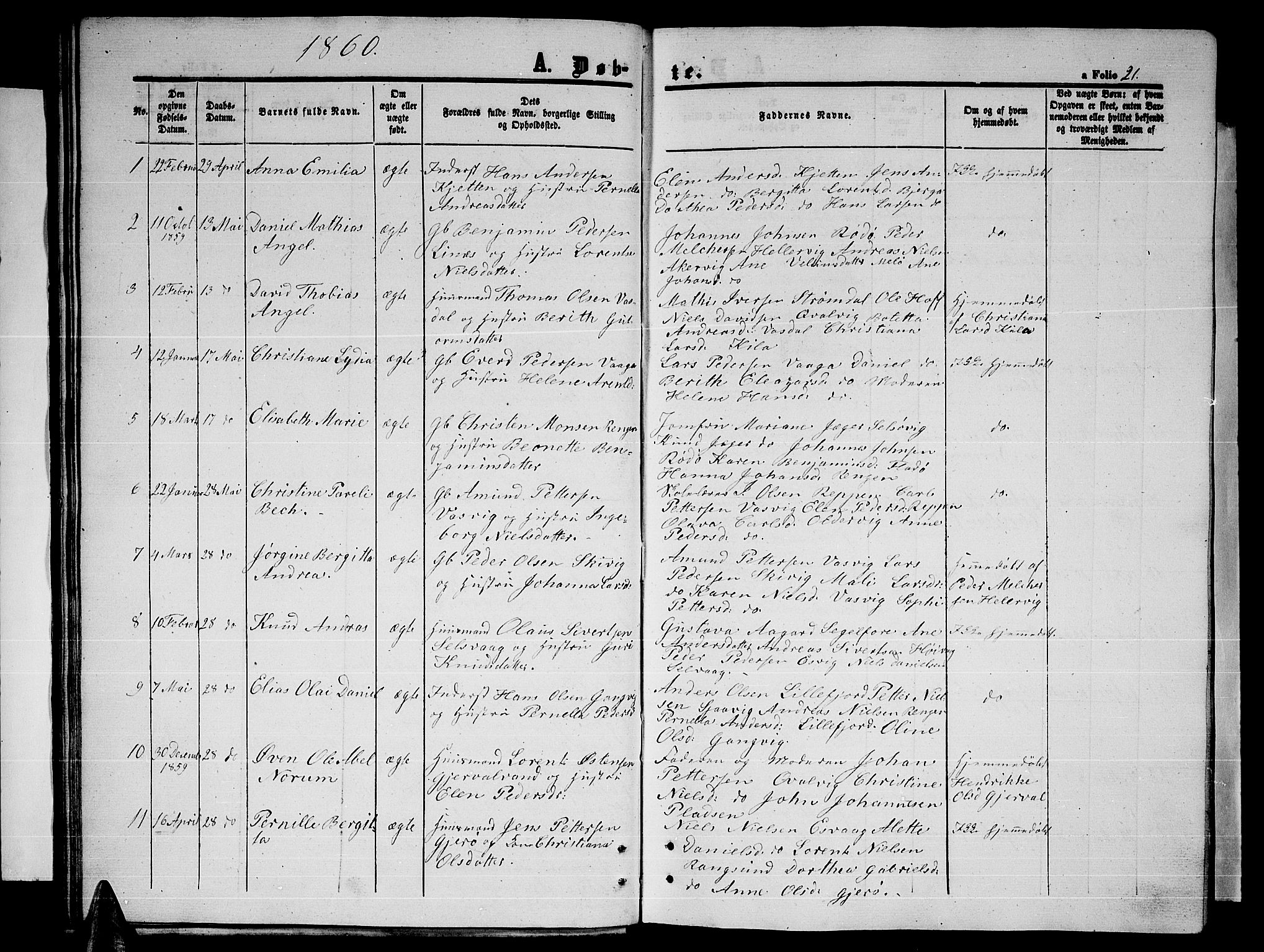 Ministerialprotokoller, klokkerbøker og fødselsregistre - Nordland, SAT/A-1459/841/L0619: Parish register (copy) no. 841C03, 1856-1876, p. 21
