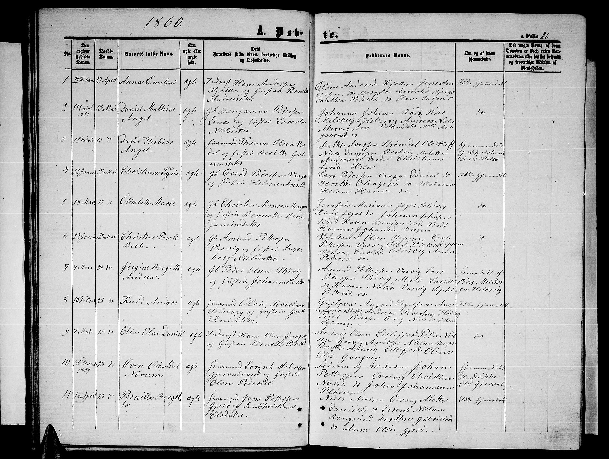 Ministerialprotokoller, klokkerbøker og fødselsregistre - Nordland, AV/SAT-A-1459/841/L0619: Parish register (copy) no. 841C03, 1856-1876, p. 21