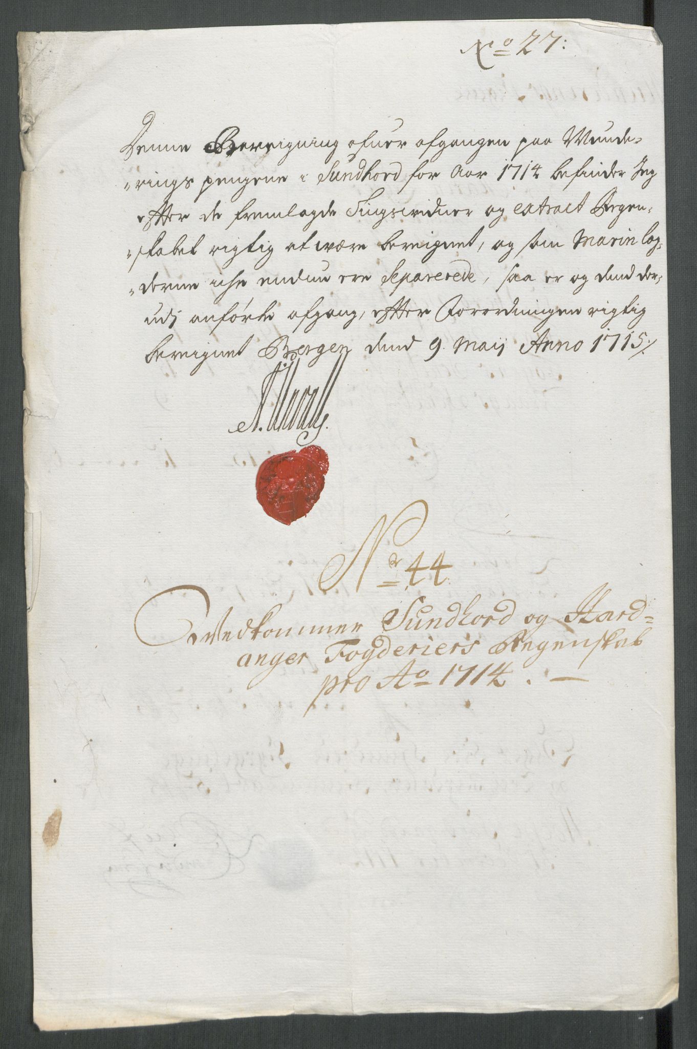 Rentekammeret inntil 1814, Reviderte regnskaper, Fogderegnskap, AV/RA-EA-4092/R48/L2990: Fogderegnskap Sunnhordland og Hardanger, 1714, p. 299