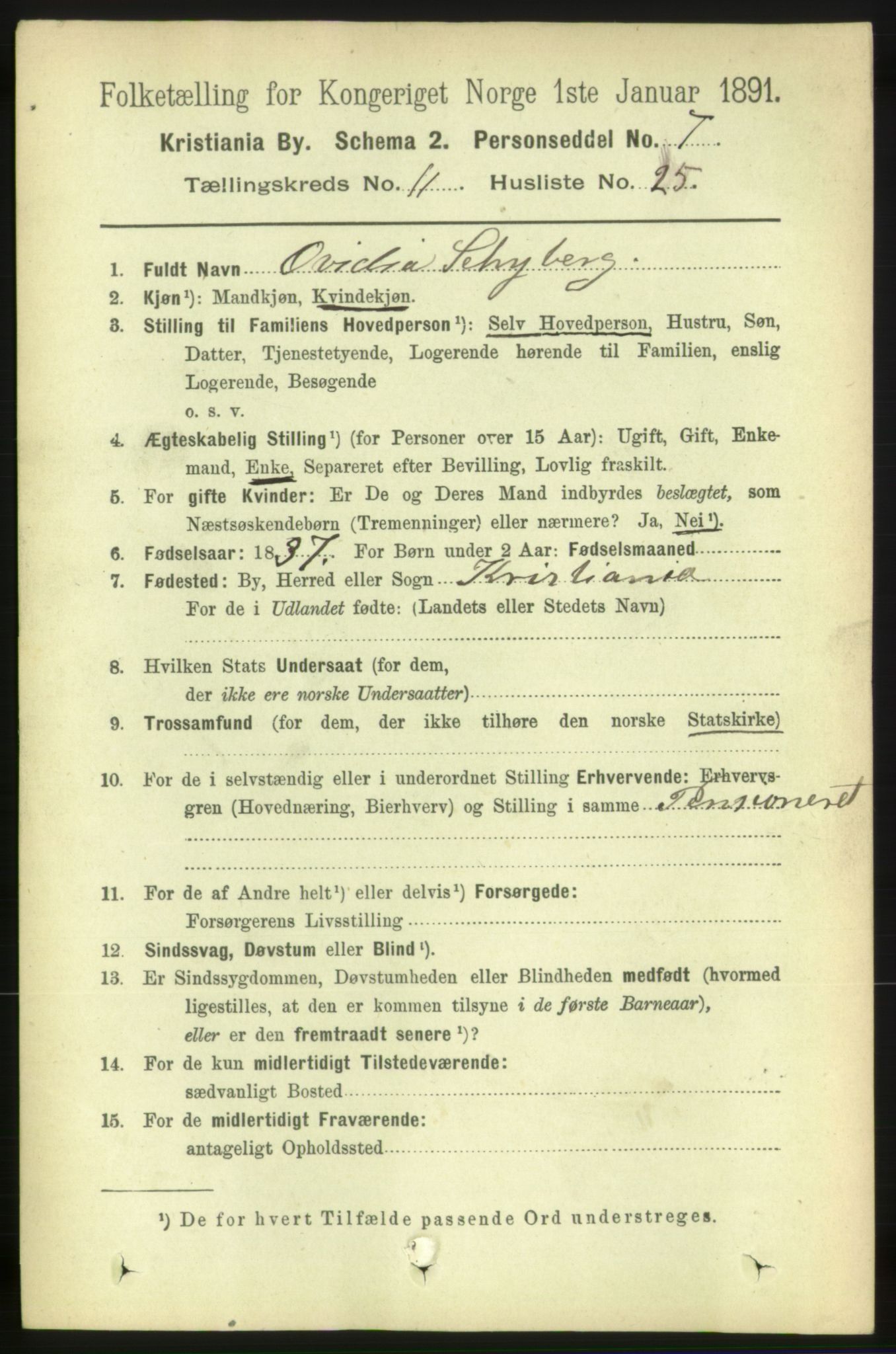 RA, 1891 census for 0301 Kristiania, 1891, p. 5289