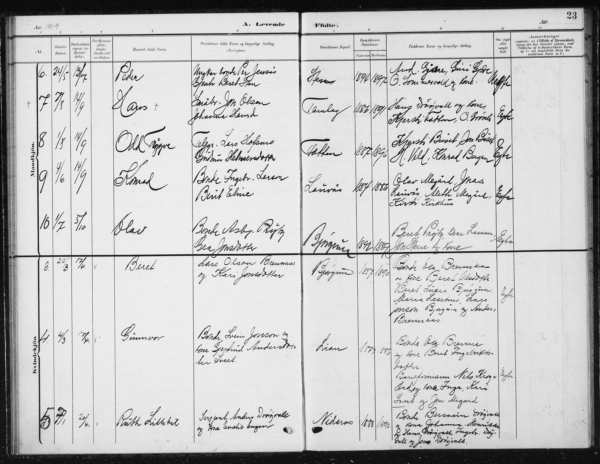 Ministerialprotokoller, klokkerbøker og fødselsregistre - Sør-Trøndelag, SAT/A-1456/685/L0979: Parish register (copy) no. 685C04, 1908-1933, p. 23