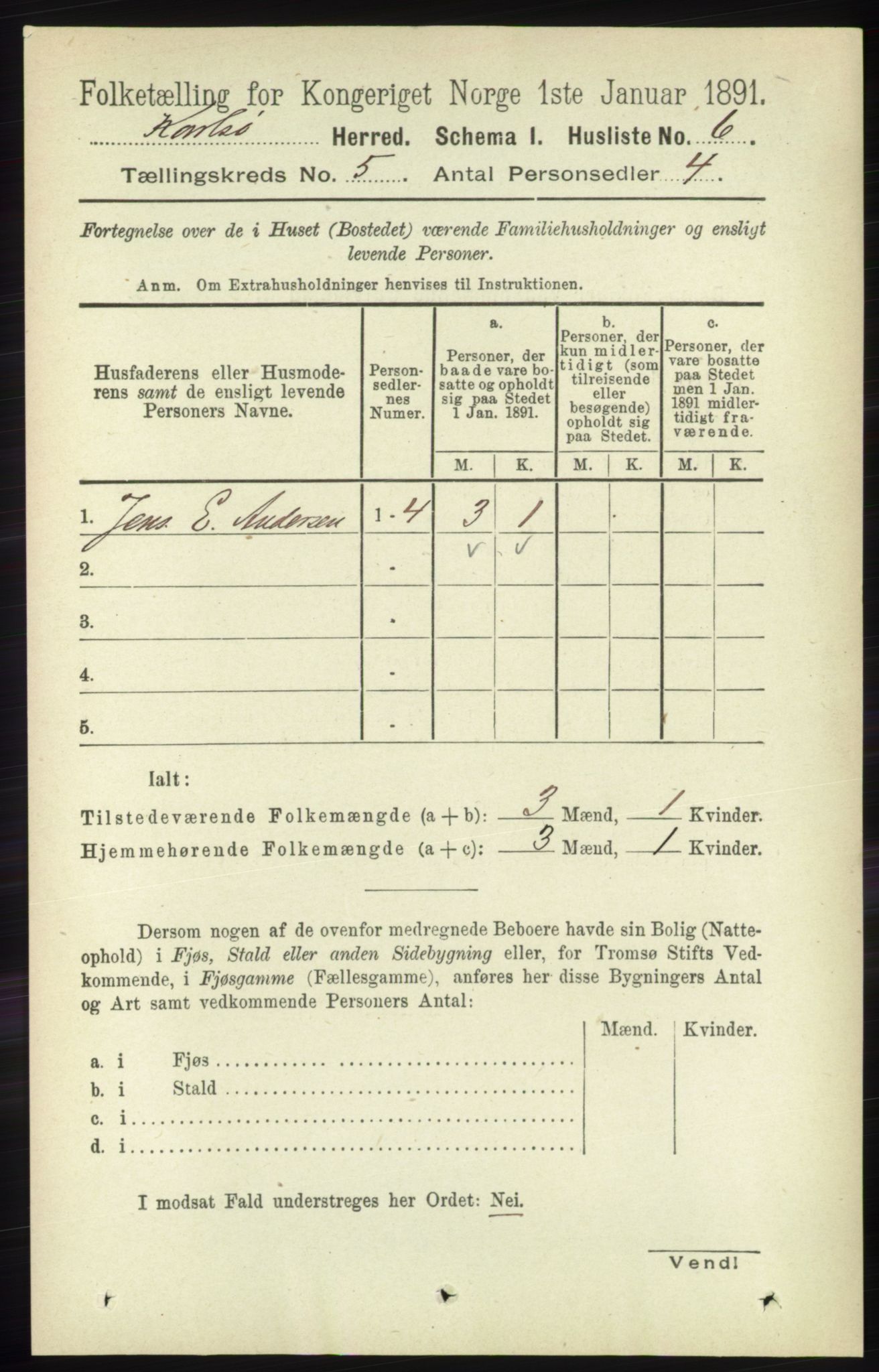 RA, 1891 census for 1936 Karlsøy, 1891, p. 1234