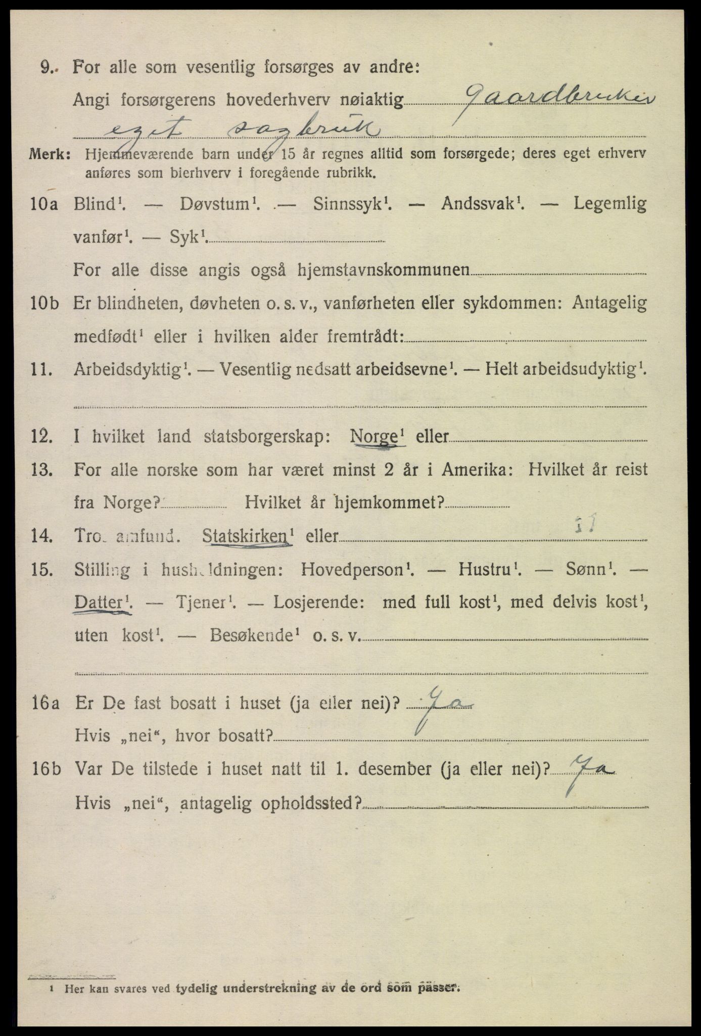 SAK, 1920 census for Evje, 1920, p. 2853