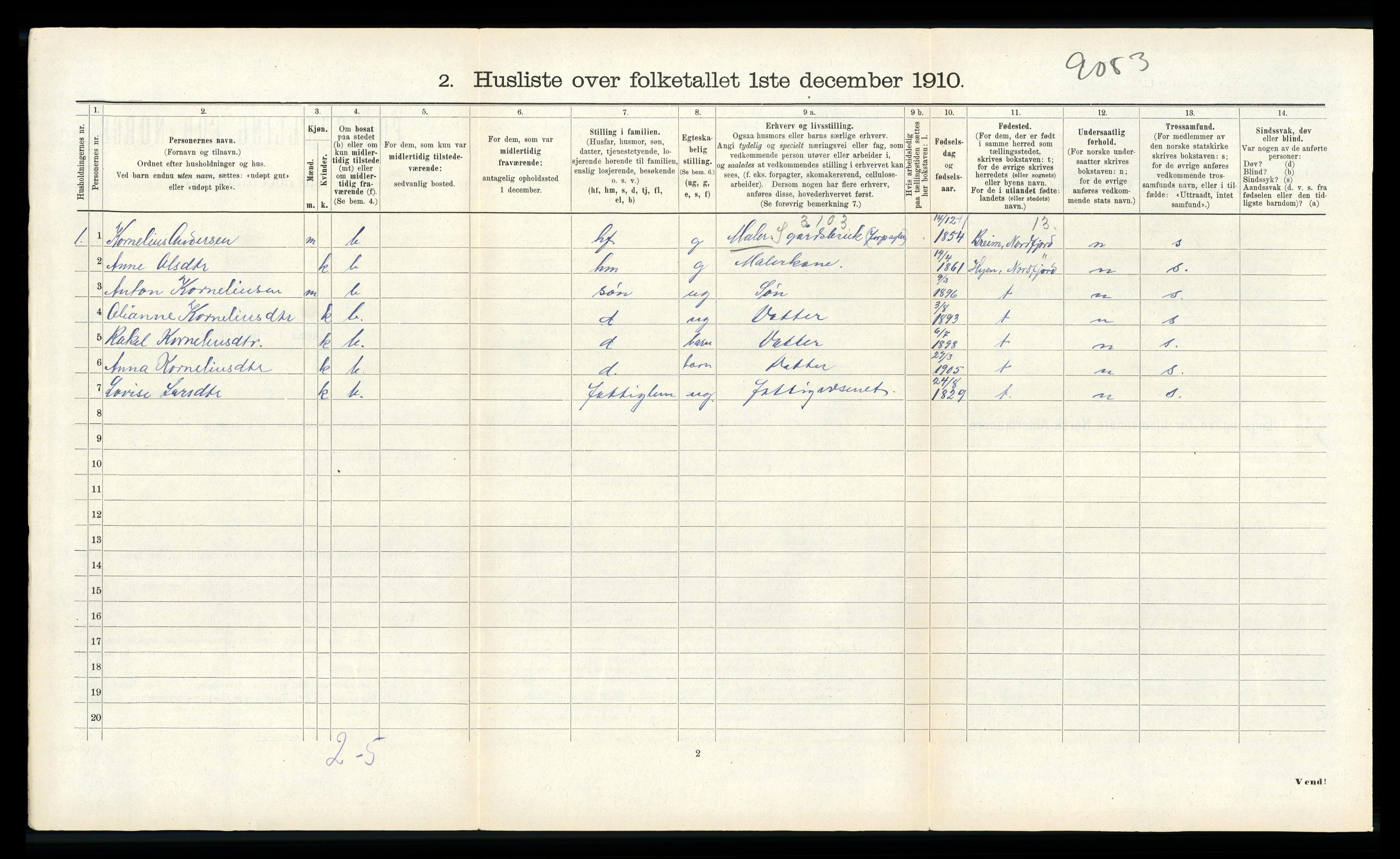 RA, 1910 census for Kinn, 1910, p. 265