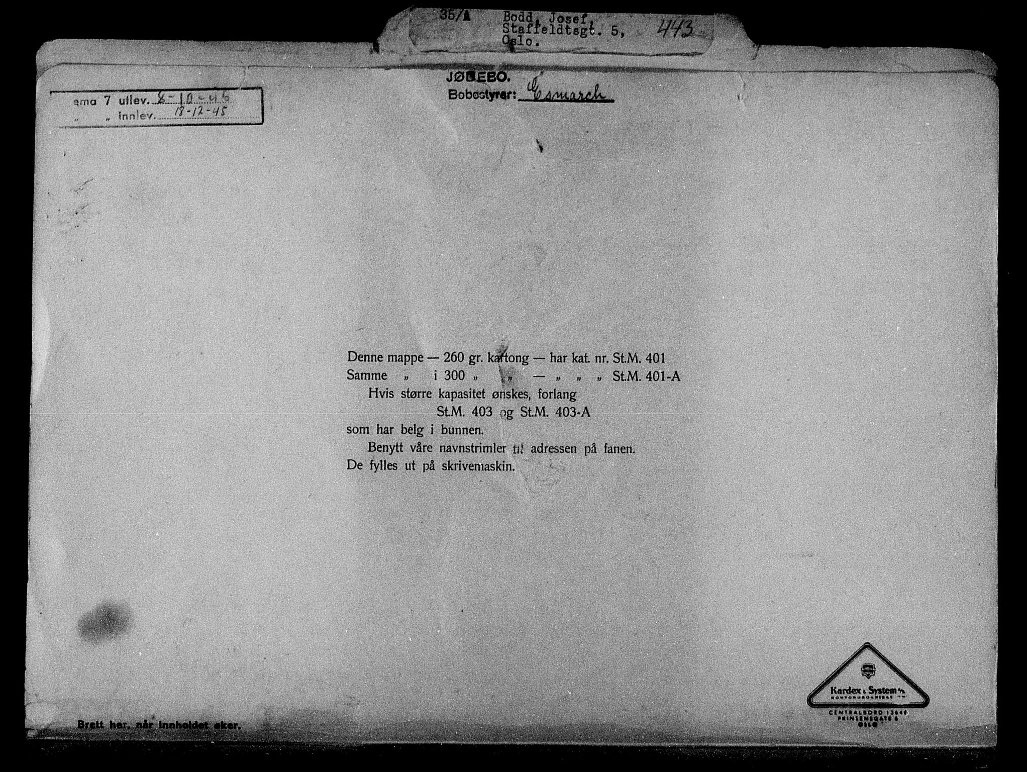 Justisdepartementet, Tilbakeføringskontoret for inndratte formuer, RA/S-1564/H/Hc/Hcc/L0926: --, 1945-1947, p. 437