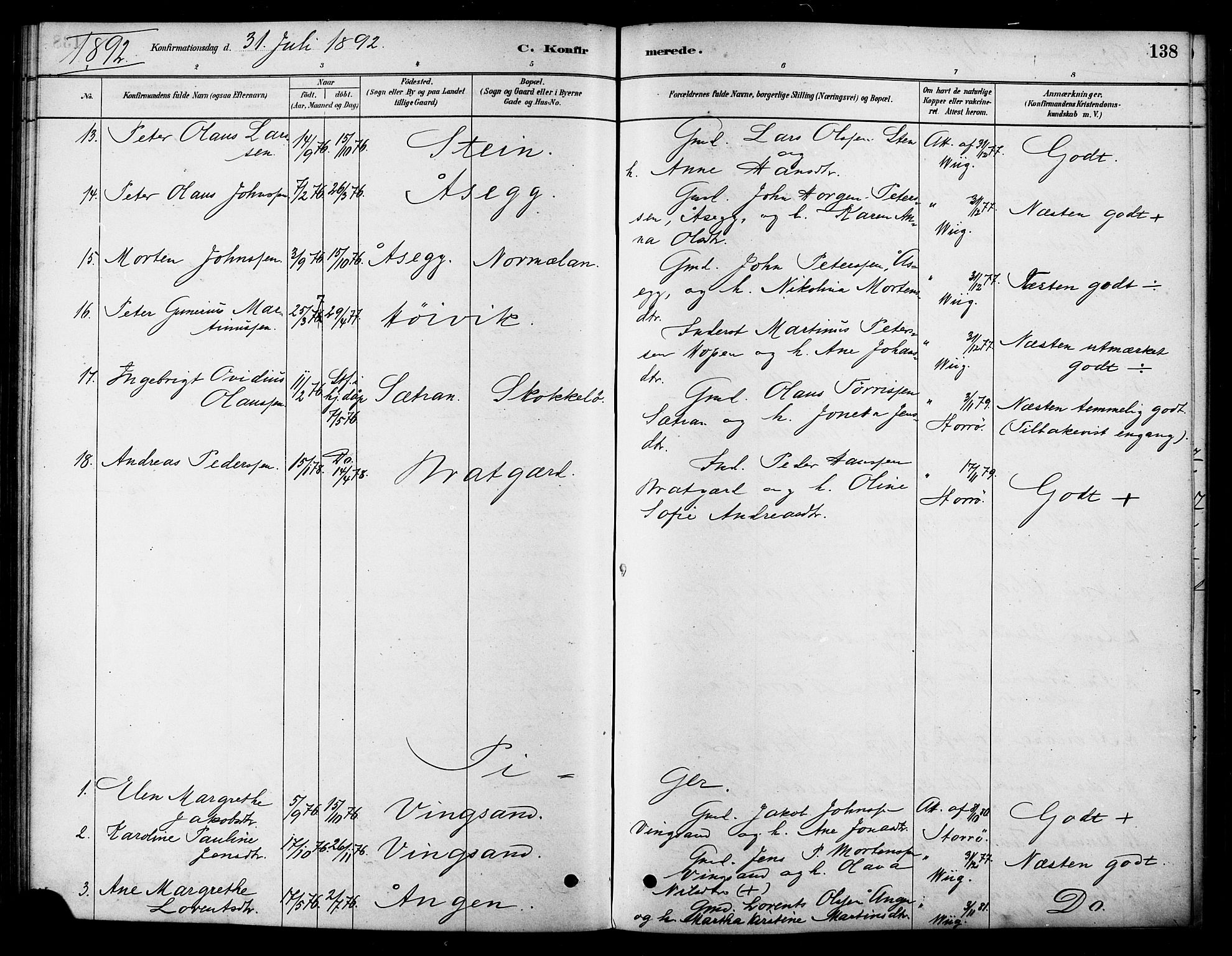 Ministerialprotokoller, klokkerbøker og fødselsregistre - Sør-Trøndelag, AV/SAT-A-1456/658/L0722: Parish register (official) no. 658A01, 1879-1896, p. 138