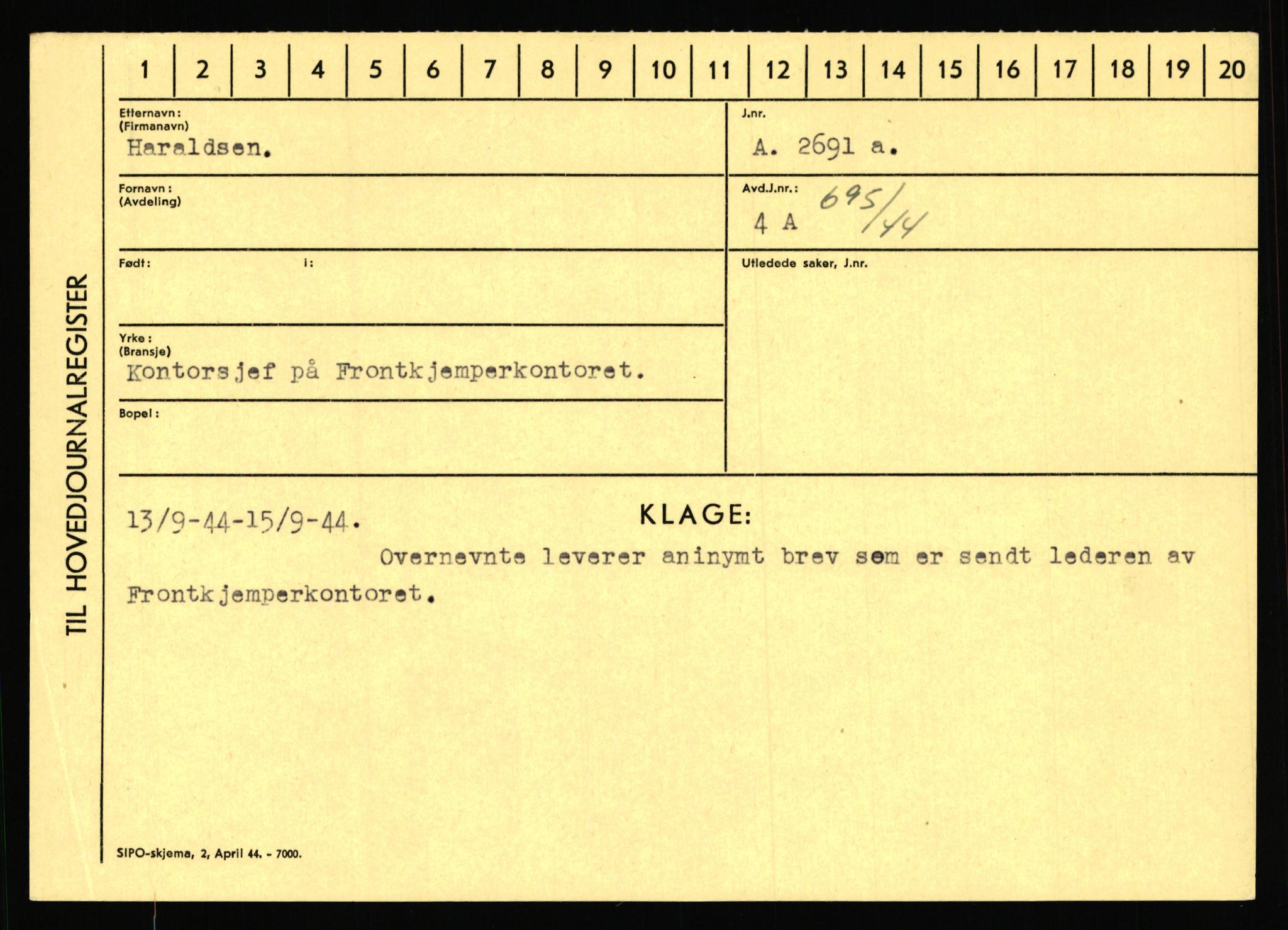 Statspolitiet - Hovedkontoret / Osloavdelingen, AV/RA-S-1329/C/Ca/L0006: Hanche - Hokstvedt, 1943-1945, p. 1783