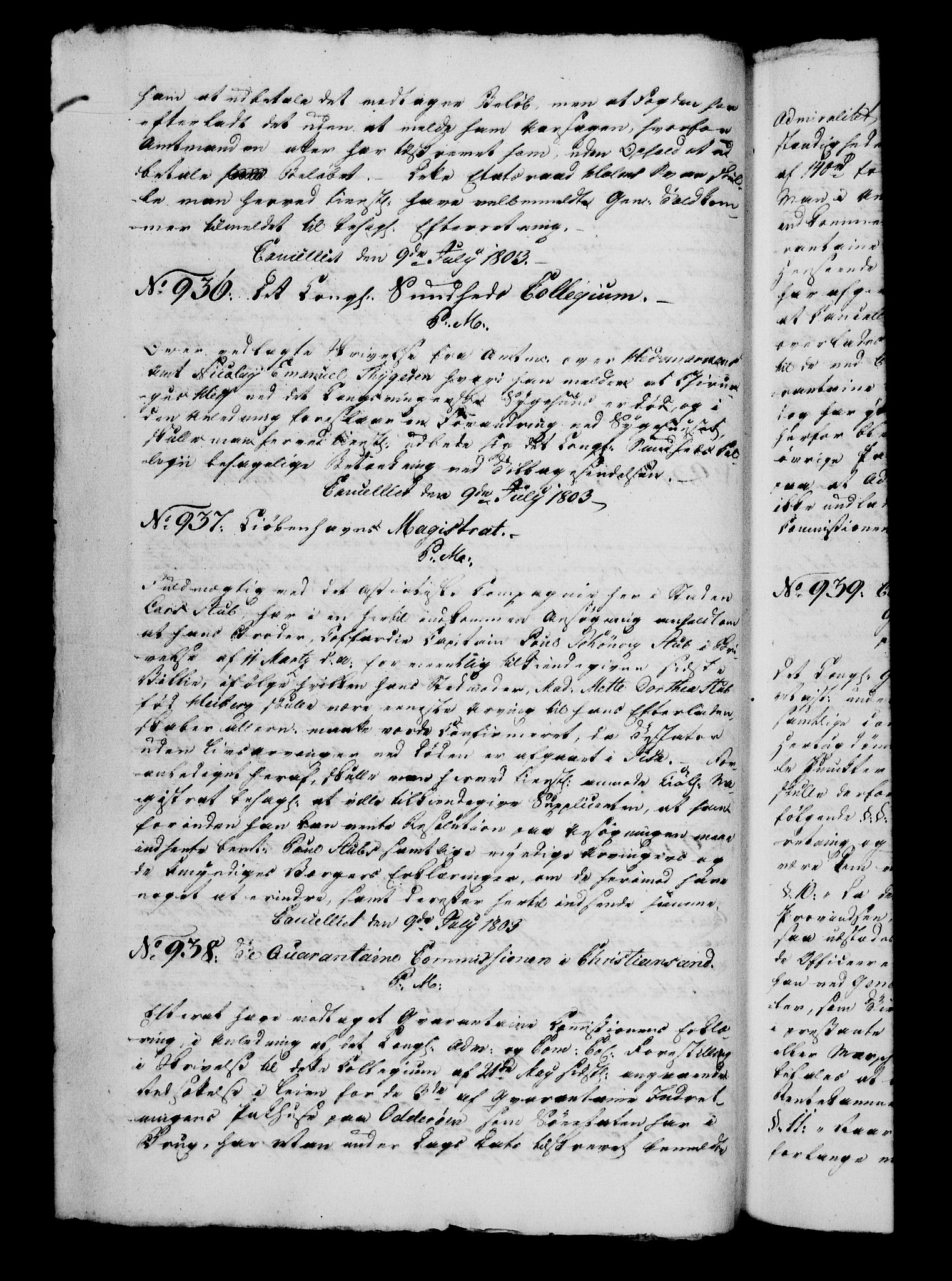 Danske Kanselli 1800-1814, AV/RA-EA-3024/H/Hg/Hga/Hgaa/L0008: Brevbok, 1803