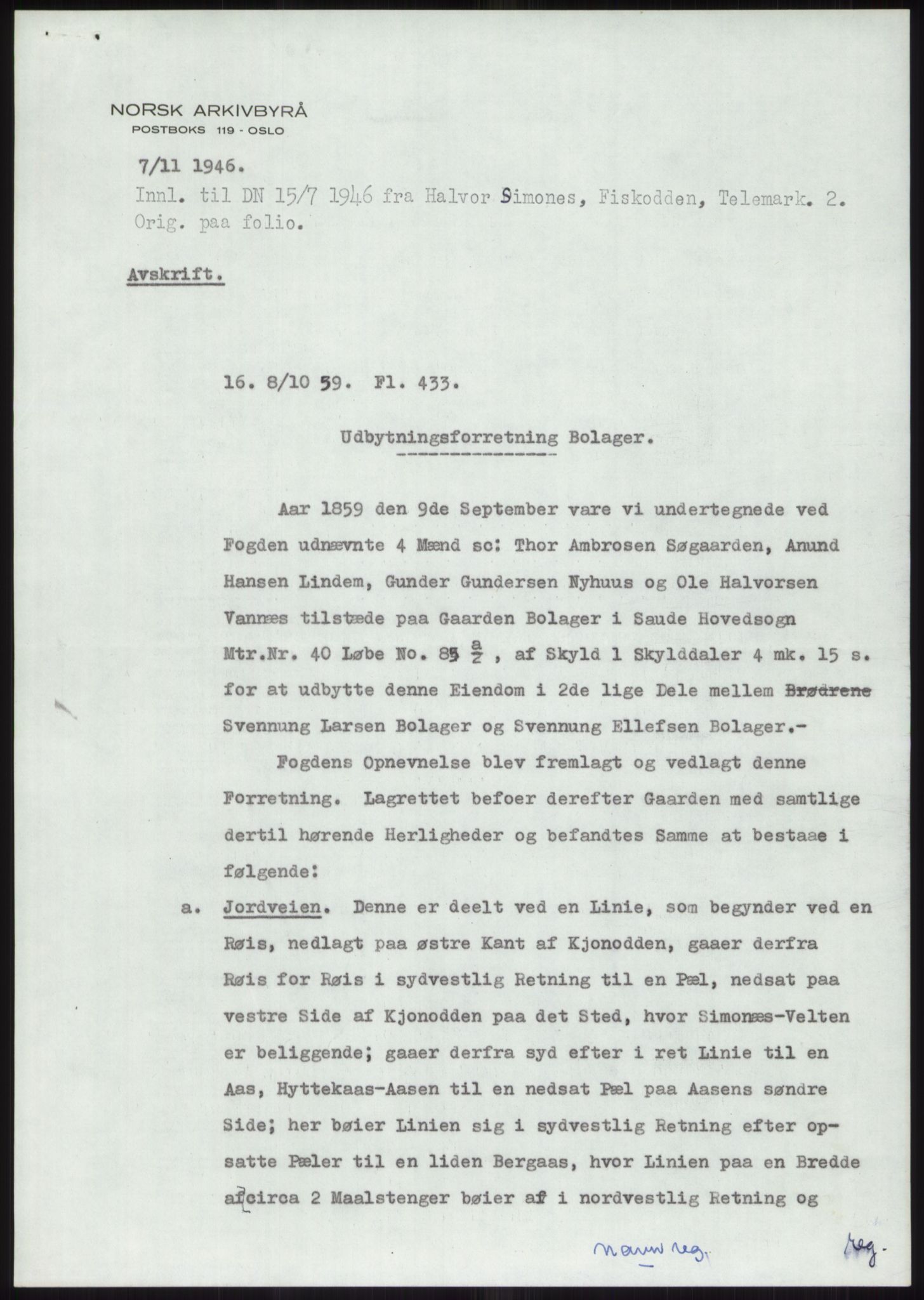 Samlinger til kildeutgivelse, Diplomavskriftsamlingen, RA/EA-4053/H/Ha, p. 2905