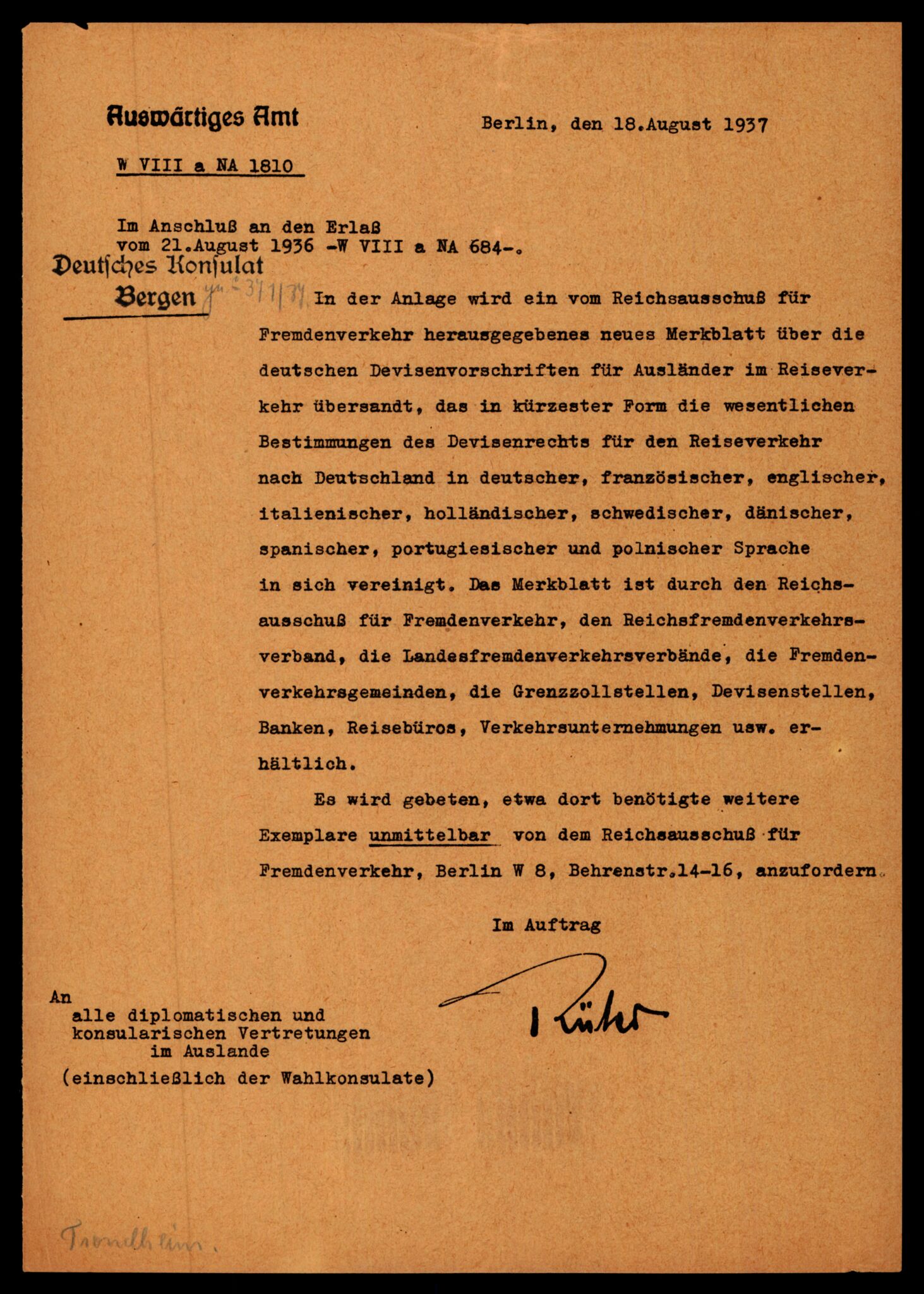 Forsvarets Overkommando. 2 kontor. Arkiv 11.4. Spredte tyske arkivsaker, AV/RA-RAFA-7031/D/Dar/Darc/L0021: FO.II. Tyske konsulater, 1929-1940, p. 619