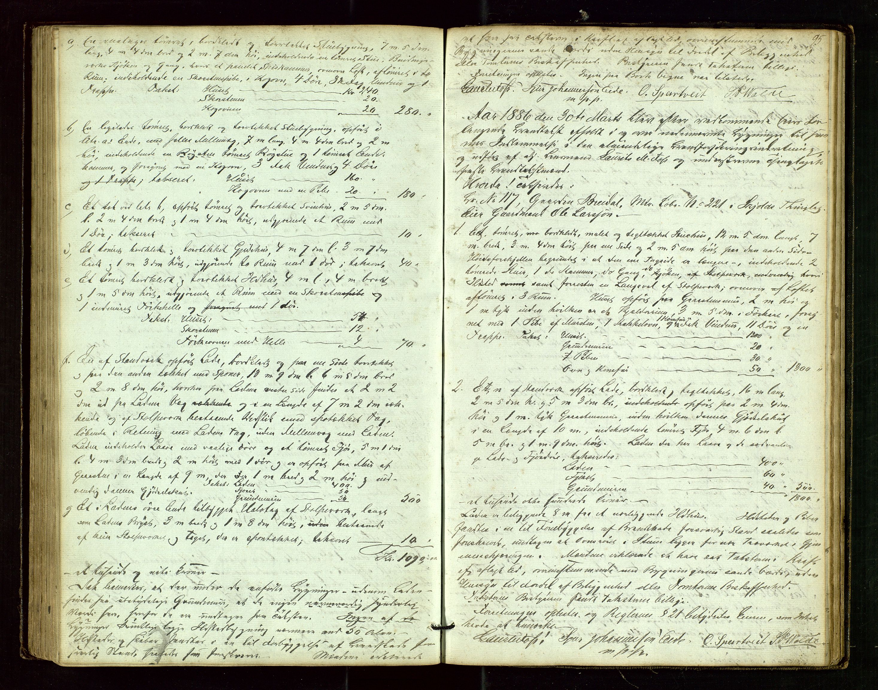 Skjold lensmannskontor, AV/SAST-A-100182/Goa/L0001: "Brandtaxations-Protocol for Skjold Thinglaug i Ryfylke", 1853-1890, p. 94b-95a