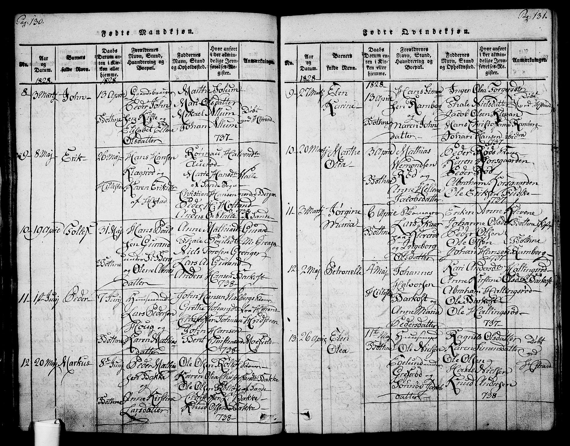 Botne kirkebøker, SAKO/A-340/F/Fa/L0005: Parish register (official) no. I 5, 1814-1836, p. 130-131