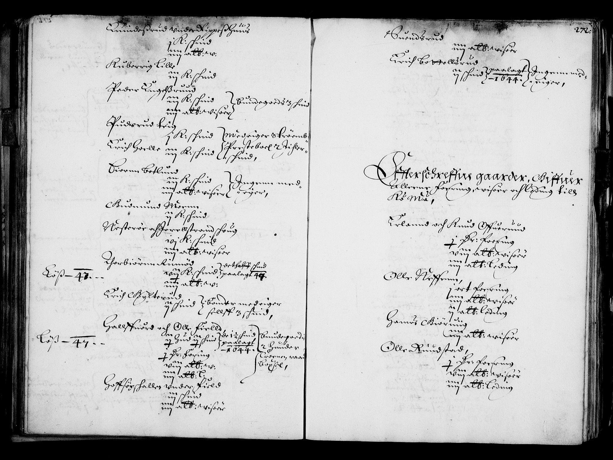 Rentekammeret inntil 1814, Realistisk ordnet avdeling, AV/RA-EA-4070/N/Na/L0001: [XI f]: Akershus stifts jordebok, 1652, p. 271b-272a