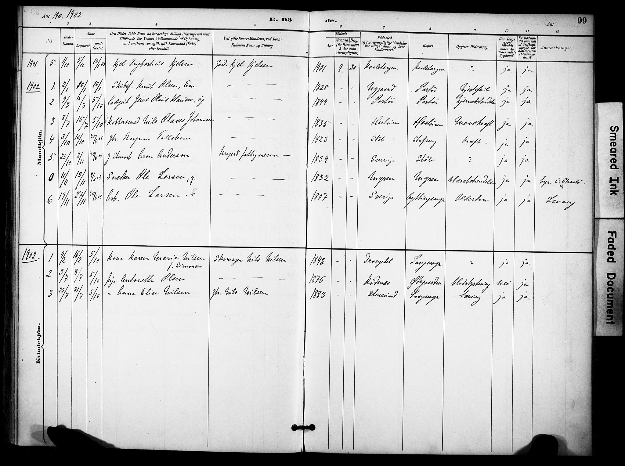 Skåtøy kirkebøker, SAKO/A-304/F/Fb/L0001: Parish register (official) no. II 1, 1892-1916, p. 99