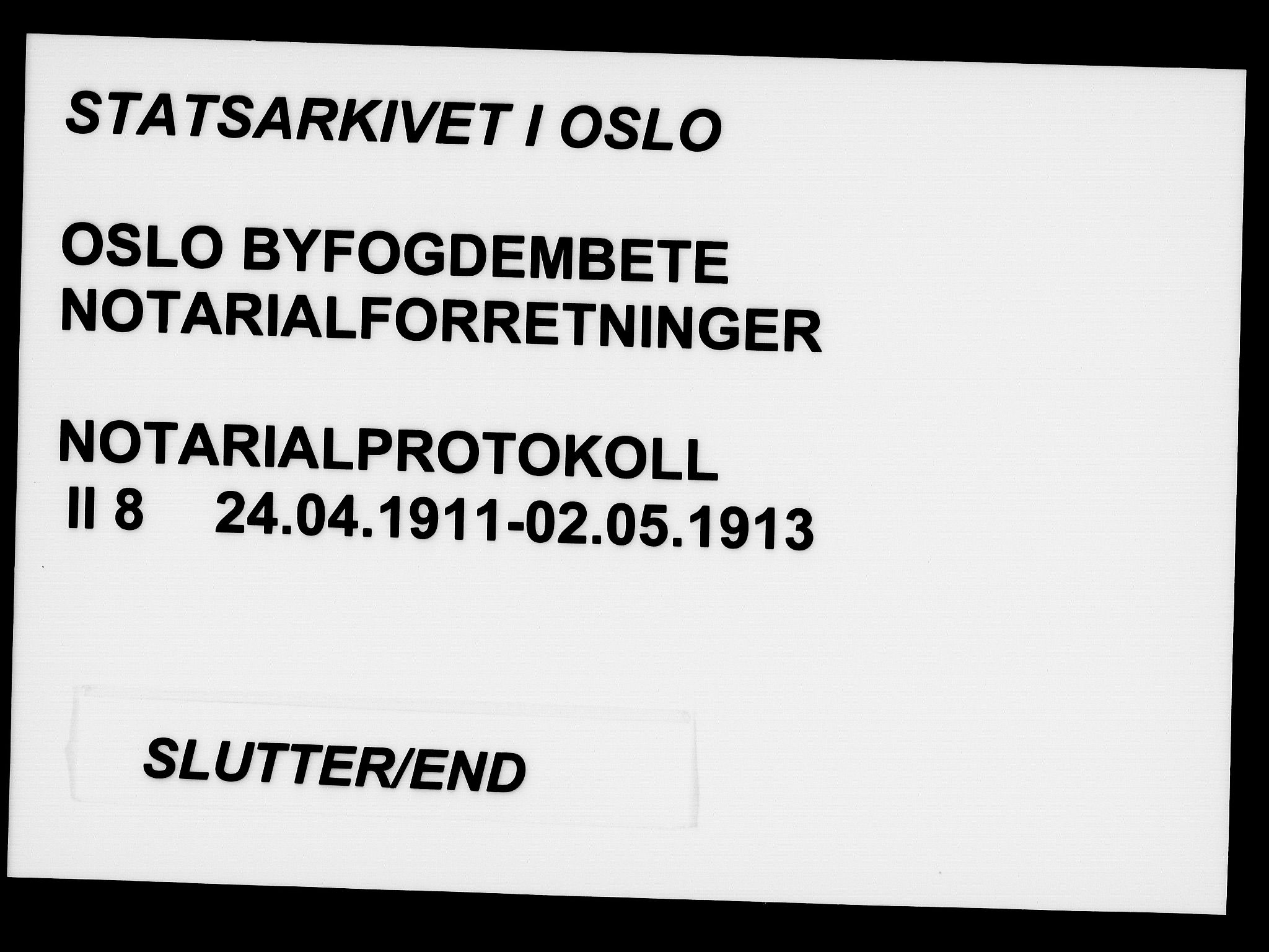 Oslo byfogd avd. I, SAO/A-10220/L/Lb/Lbb/L0008: Notarialprotokoll, rekke II: Vigsler, 1911-1913