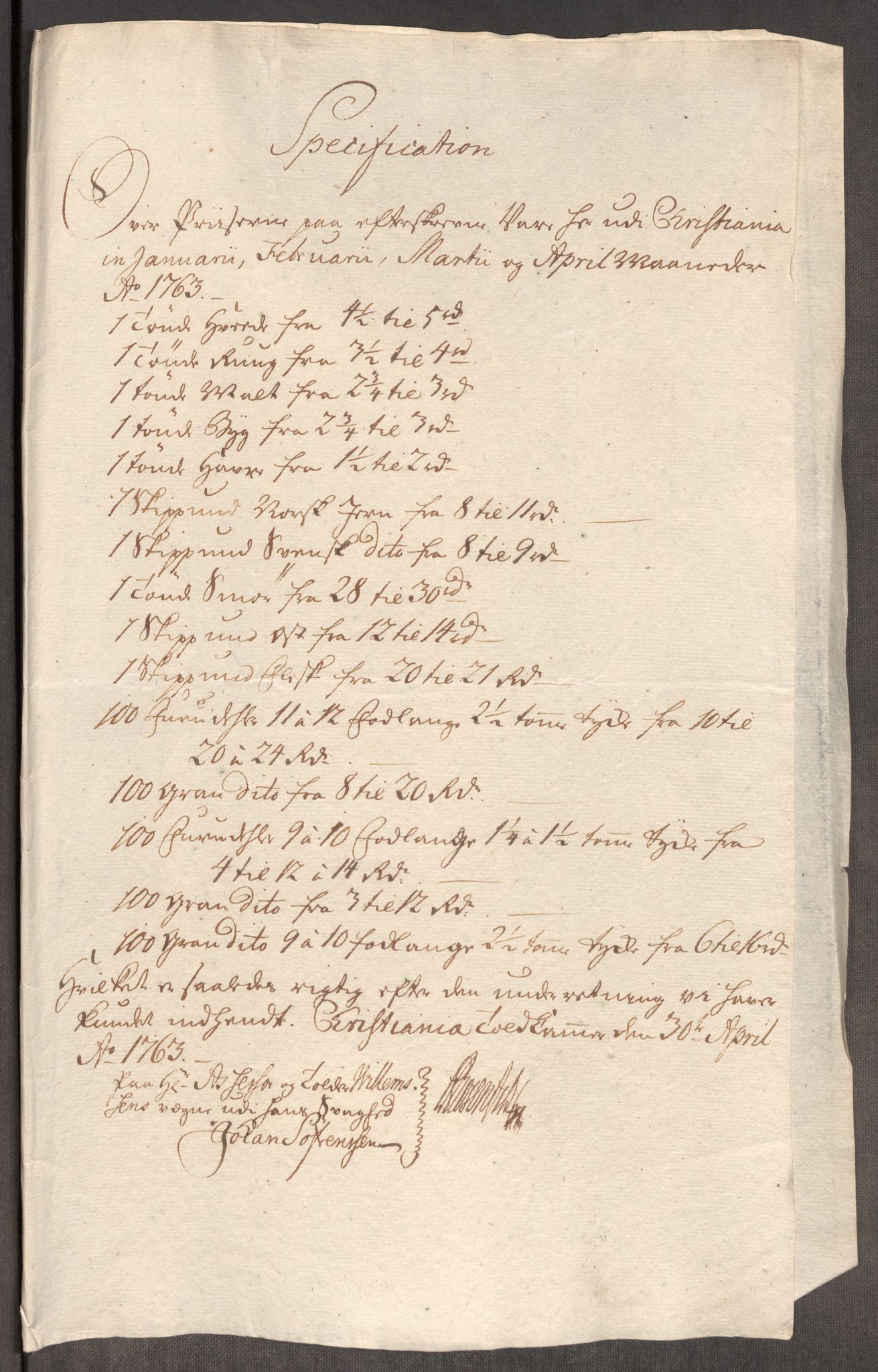 Rentekammeret inntil 1814, Realistisk ordnet avdeling, AV/RA-EA-4070/Oe/L0007: [Ø1]: Priskuranter, 1761-1763, p. 614