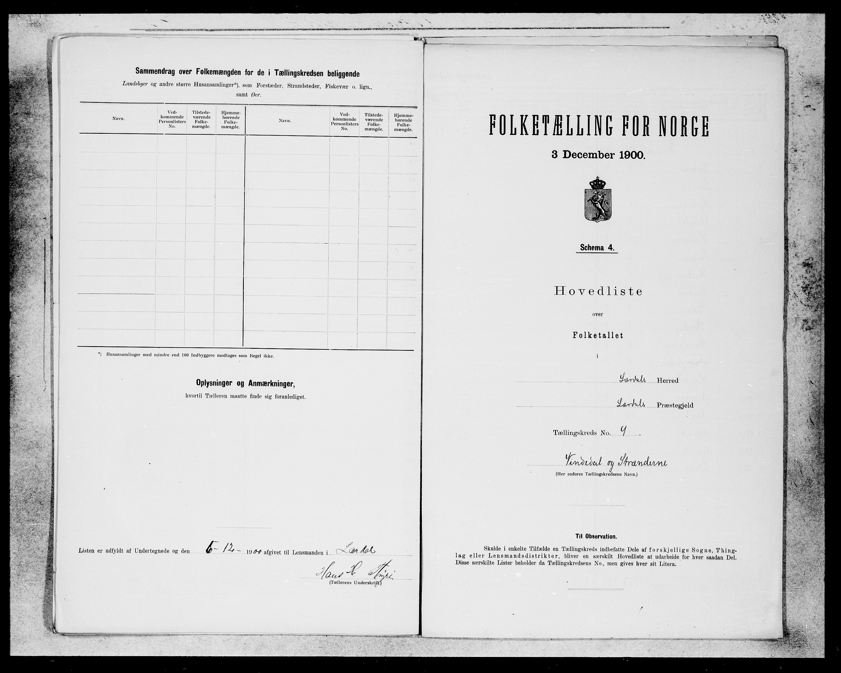 SAB, 1900 census for Lærdal, 1900, p. 15