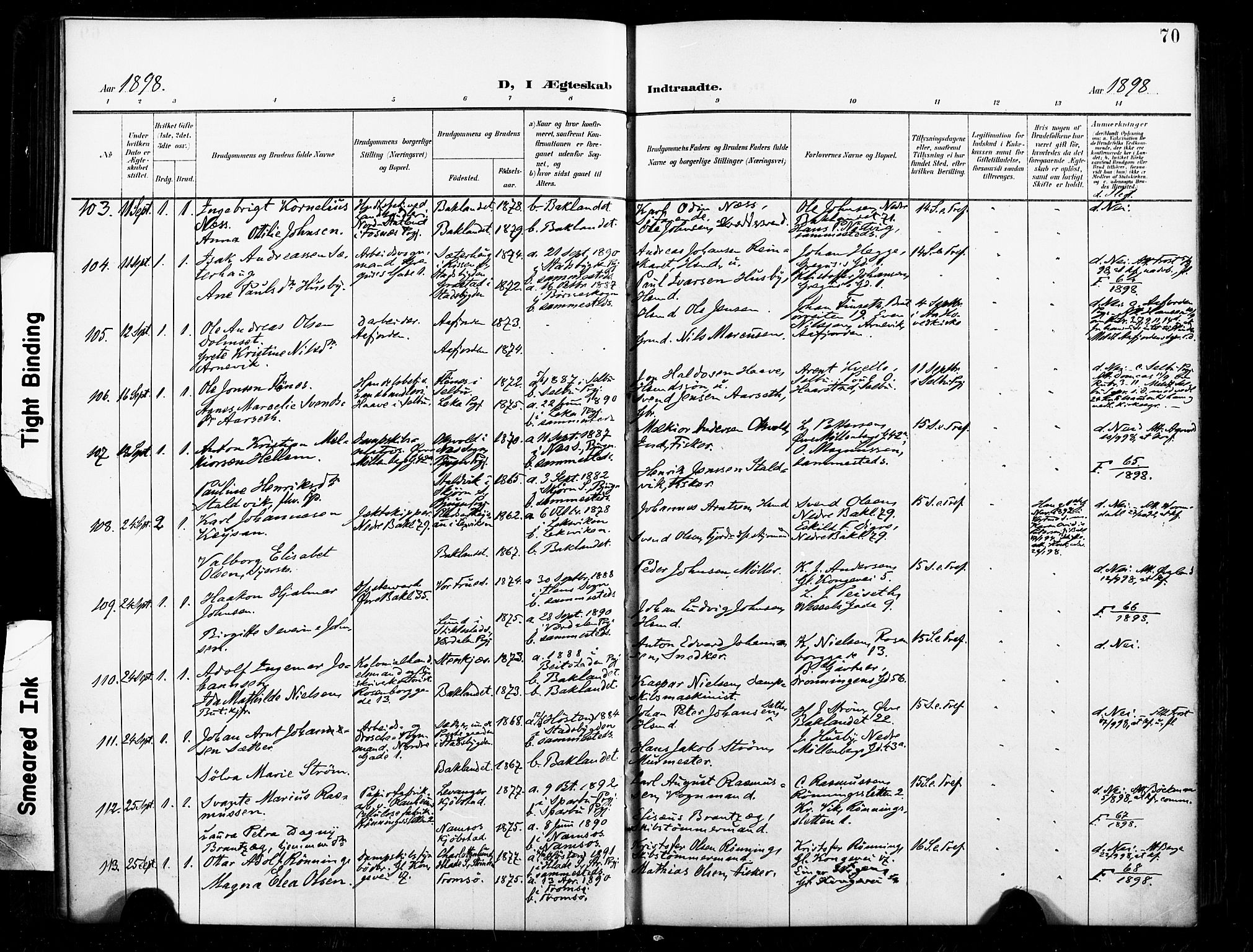 Ministerialprotokoller, klokkerbøker og fødselsregistre - Sør-Trøndelag, SAT/A-1456/604/L0198: Parish register (official) no. 604A19, 1893-1900, p. 70