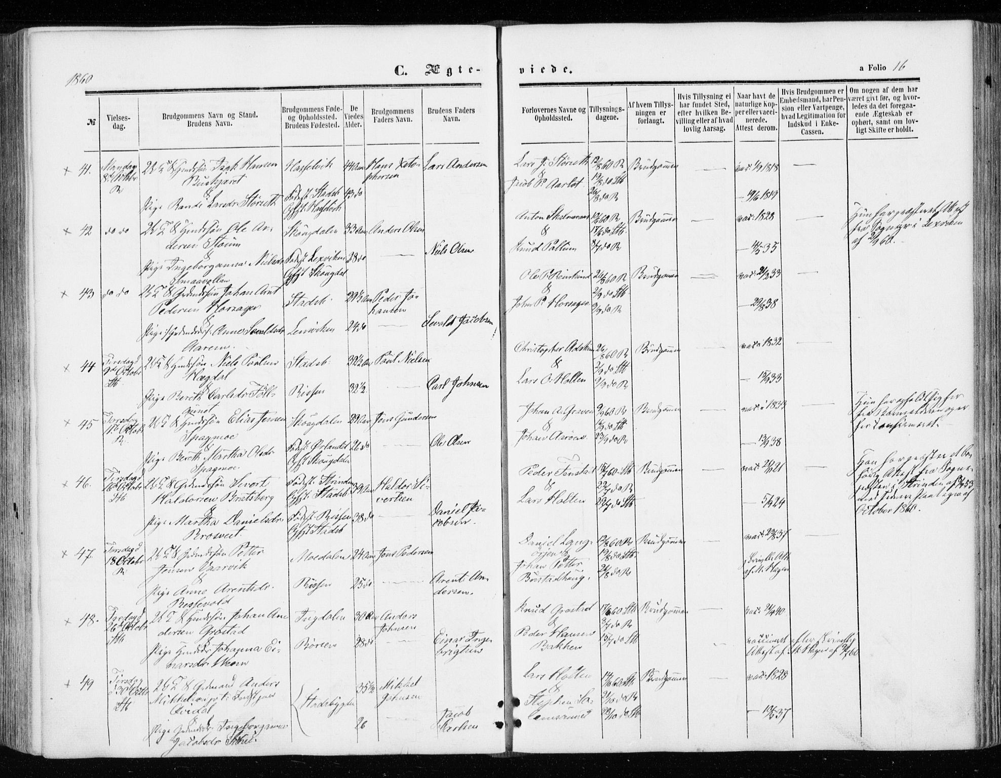 Ministerialprotokoller, klokkerbøker og fødselsregistre - Sør-Trøndelag, SAT/A-1456/646/L0612: Parish register (official) no. 646A10, 1858-1869, p. 16